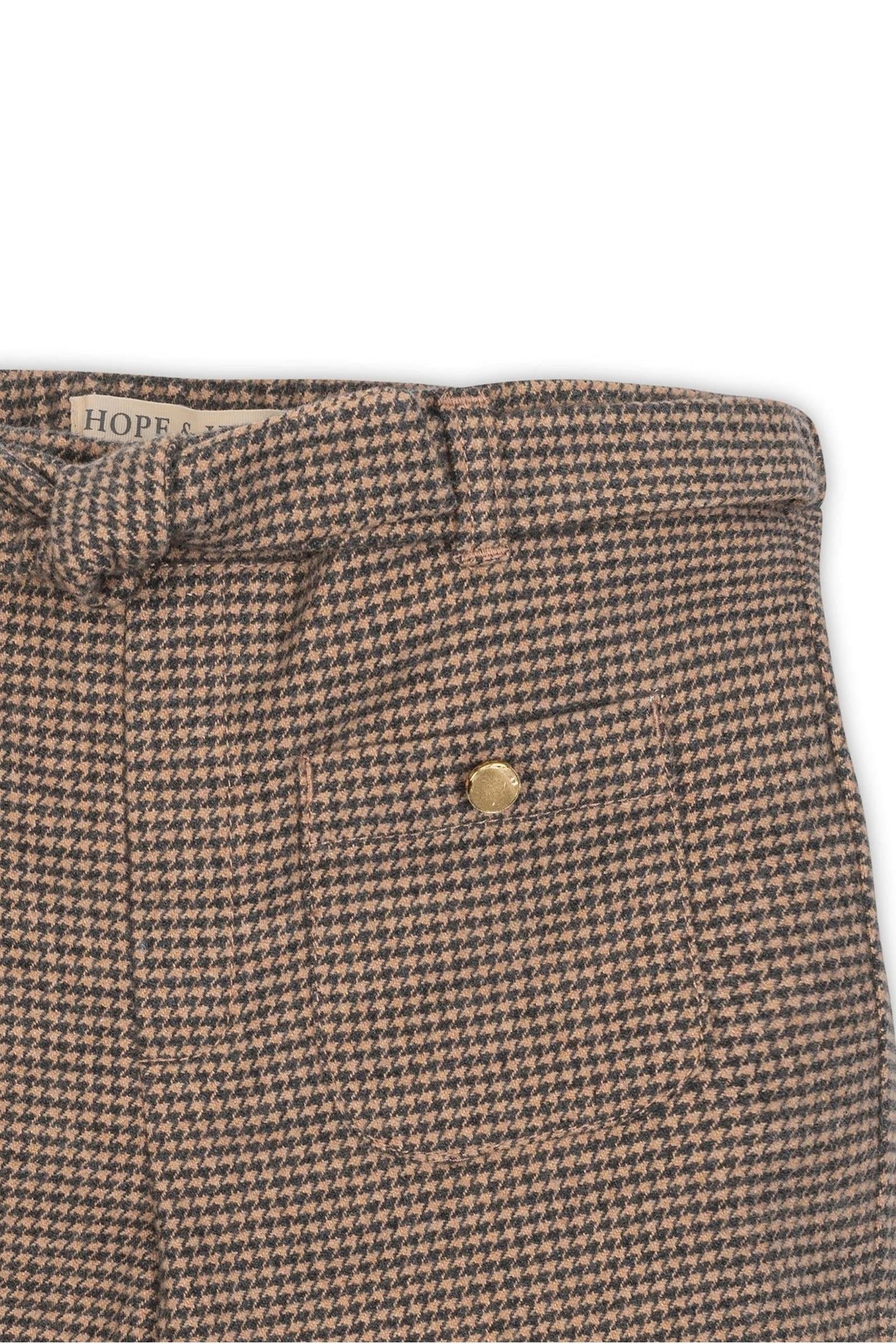 Organic Cotton Wide Leg Dress Pants, Camel Houndstooth, Toddler & Kids