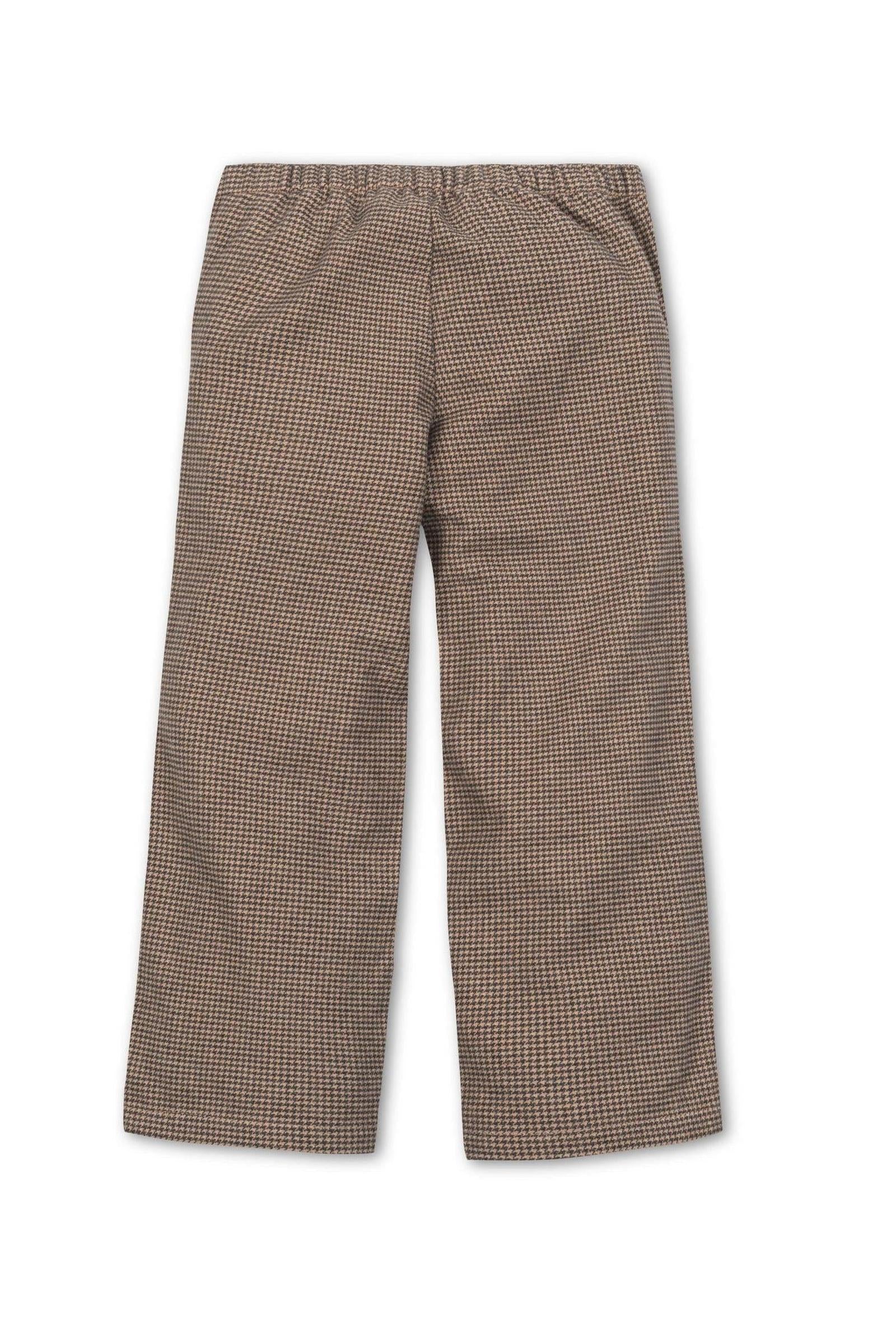 Organic Cotton Wide Leg Dress Pants, Camel Houndstooth, Toddler & Kids