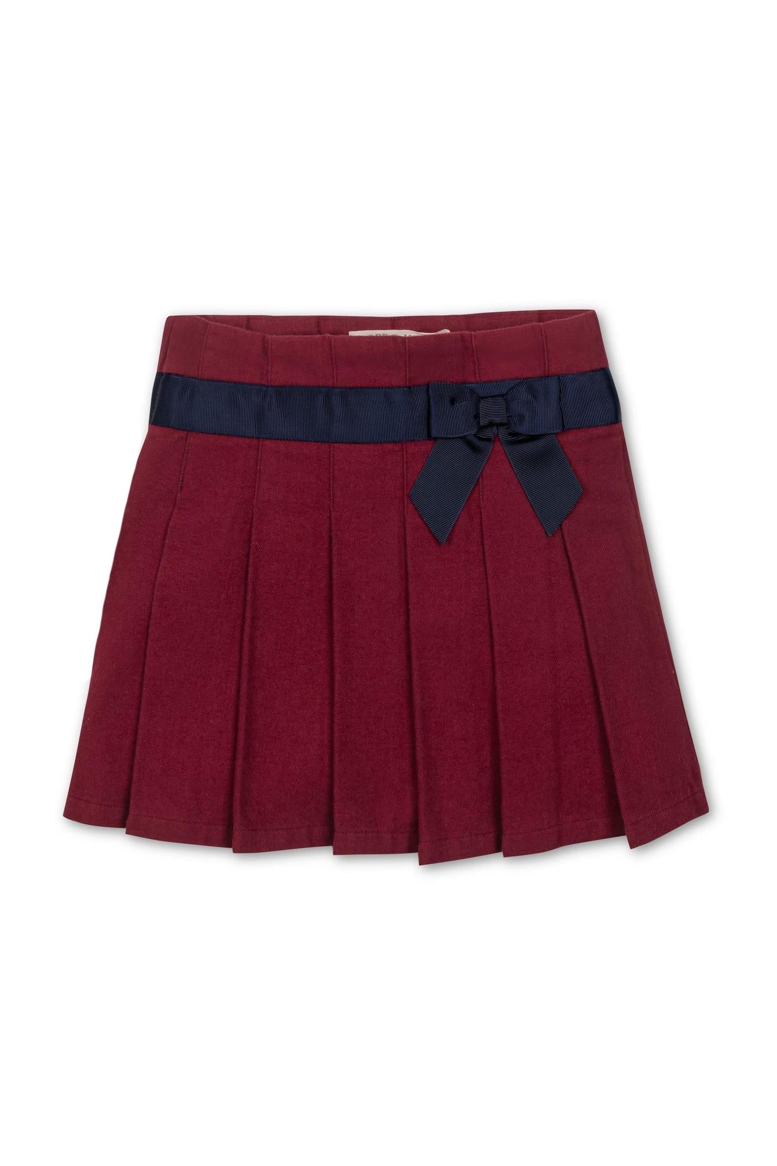 Organic Cotton Pleated Skirt with Bow, Red & Blue, Toddler & Kids