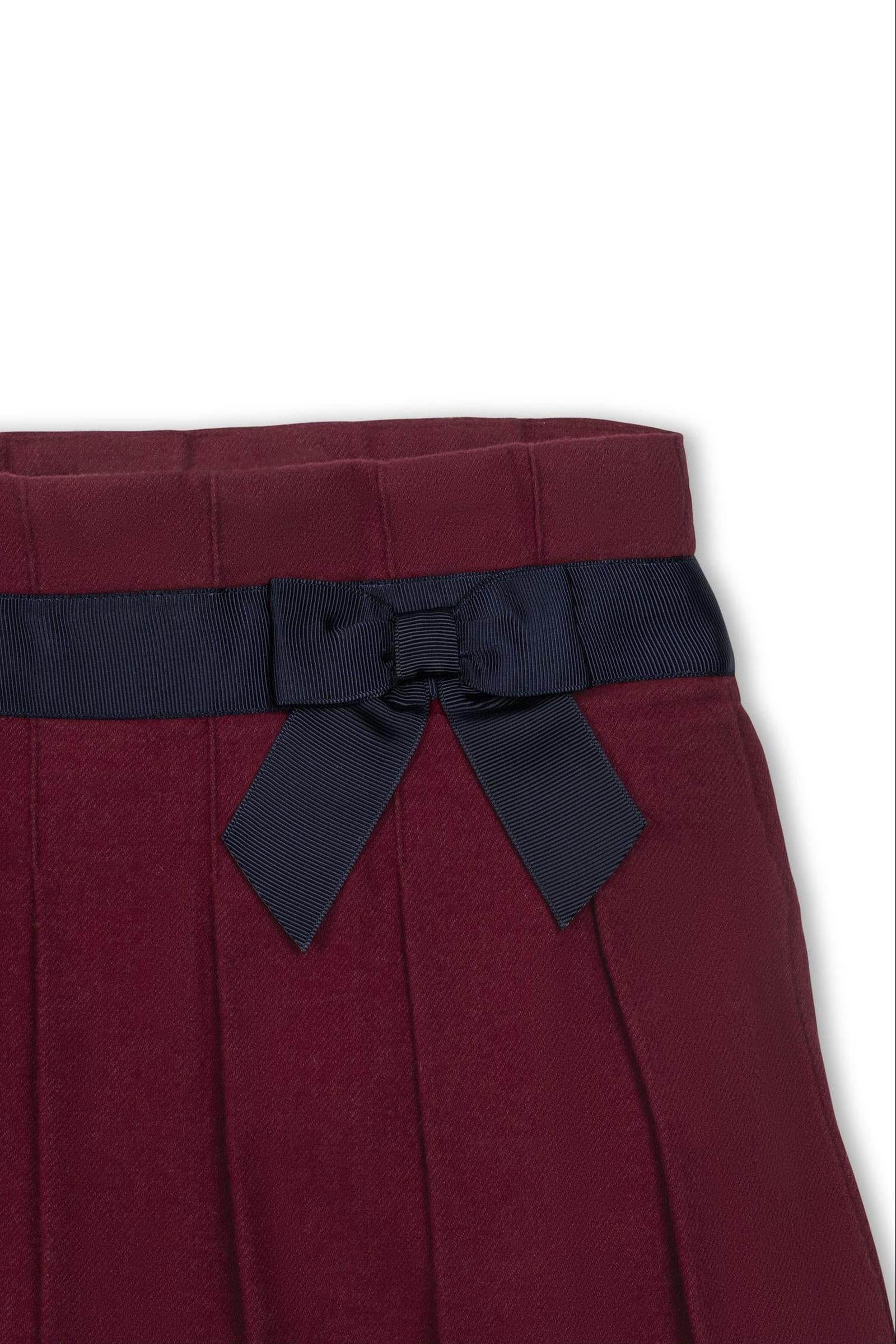 Organic Cotton Pleated Skirt with Bow, Red & Blue, Toddler & Kids