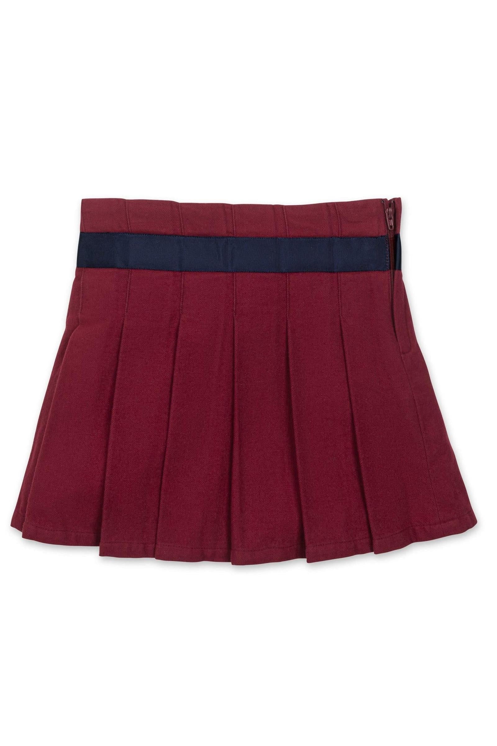 Organic Cotton Pleated Skirt with Bow, Red & Blue, Toddler & Kids