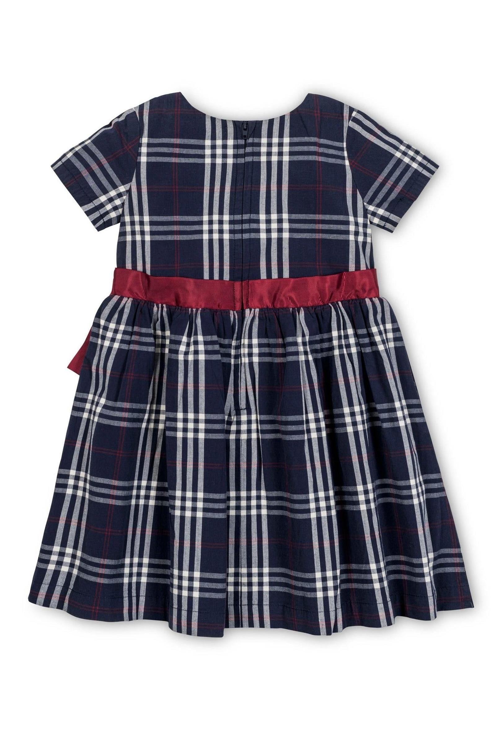 Organic Cotton Smocked Poplin Dress for Girls, Navy Plaid, Toddler & Kids