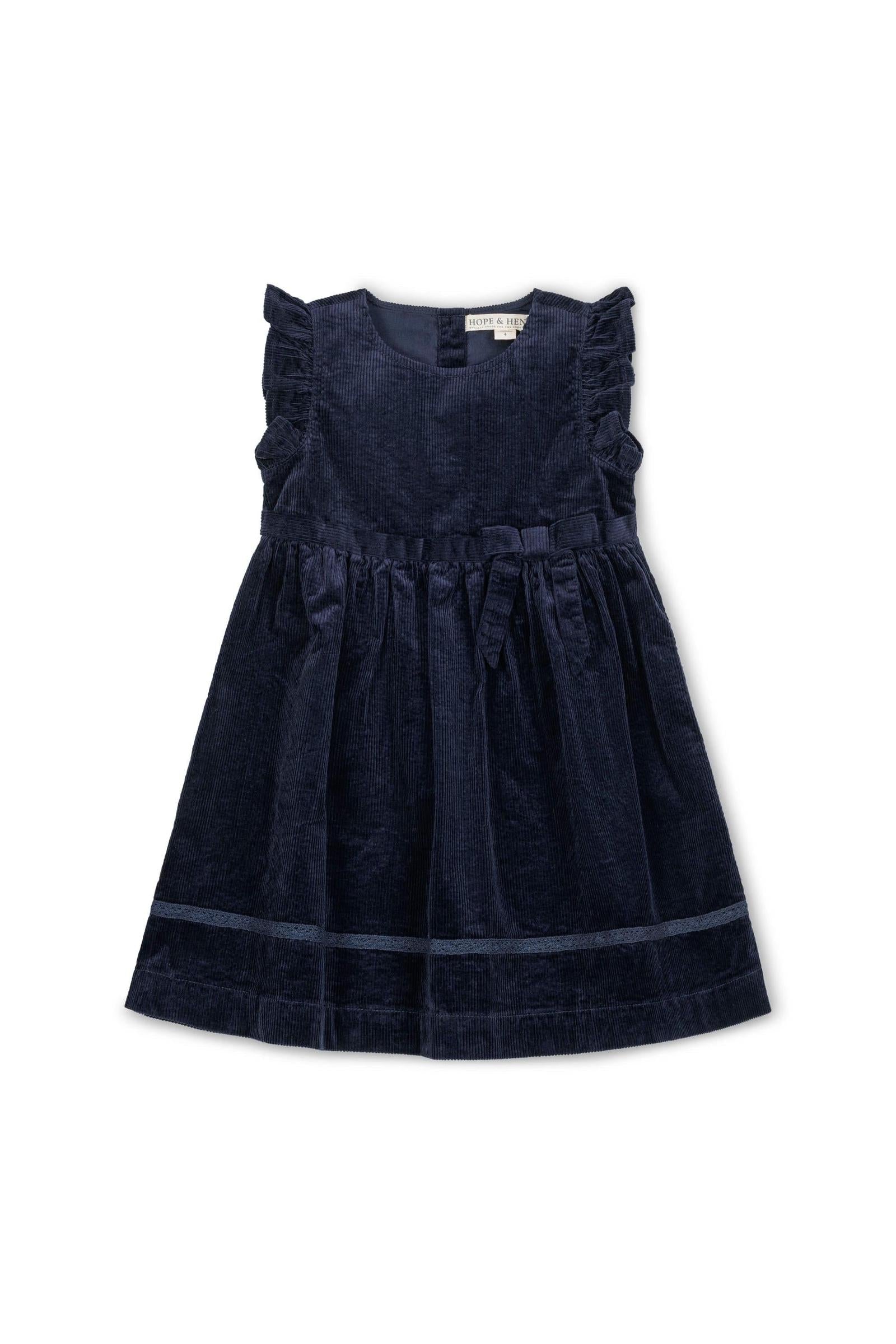 Organic Cotton Flutter Jumper Dress, Navy, Toddler & Kids