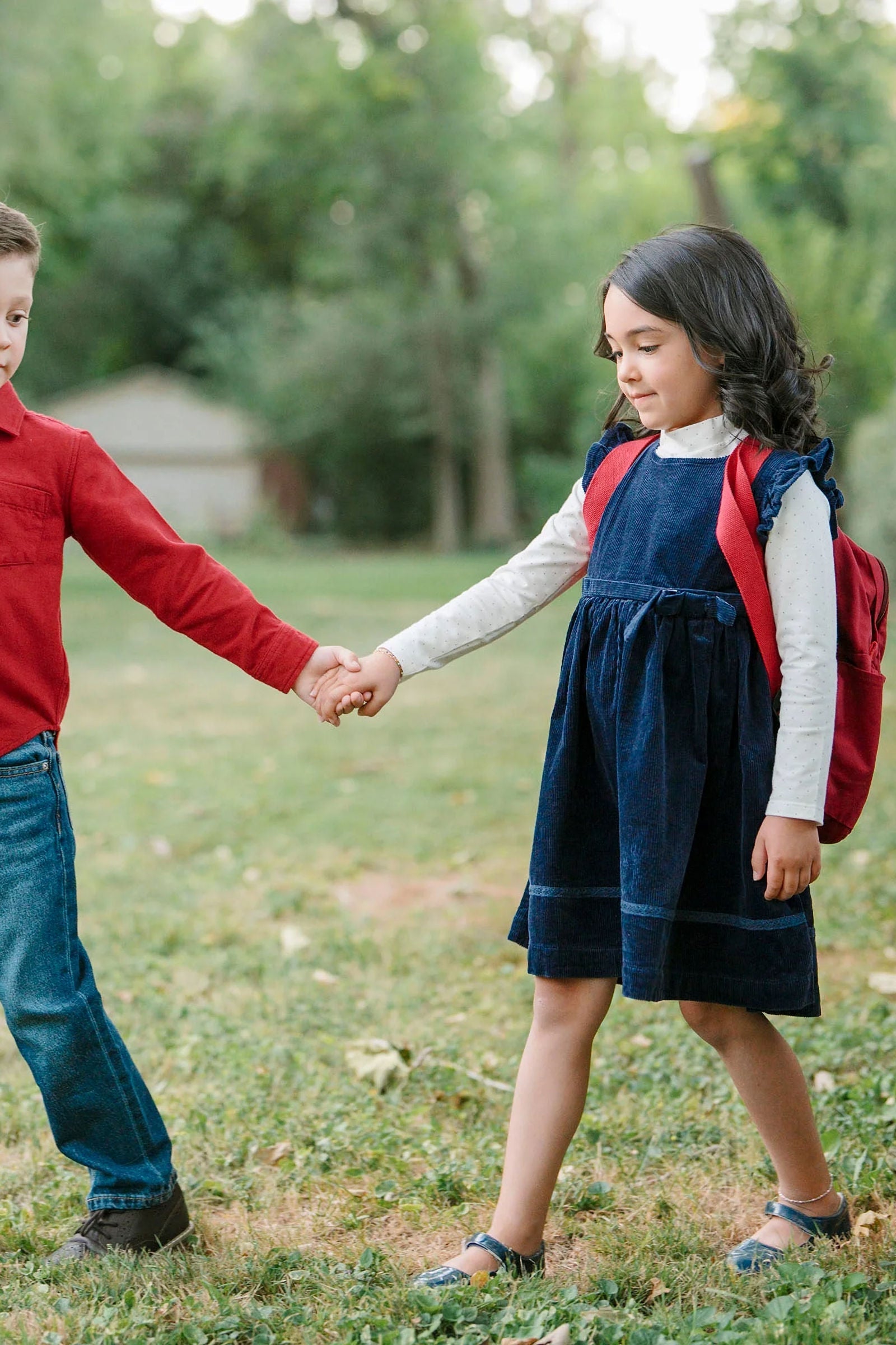 Organic Cotton Flutter Jumper Dress, Navy, Toddler & Kids