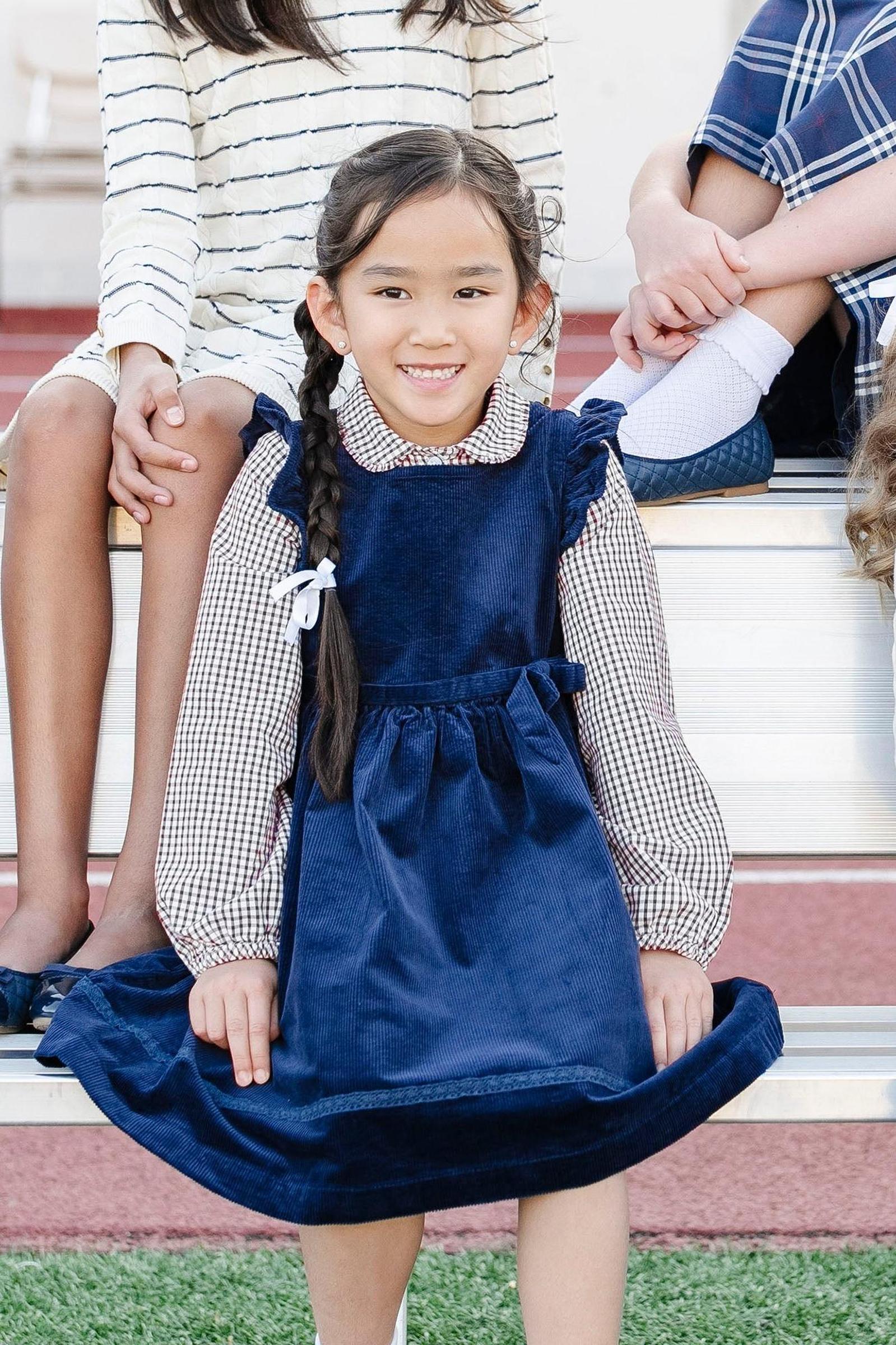 Organic Cotton Flutter Jumper Dress, Navy, Toddler & Kids