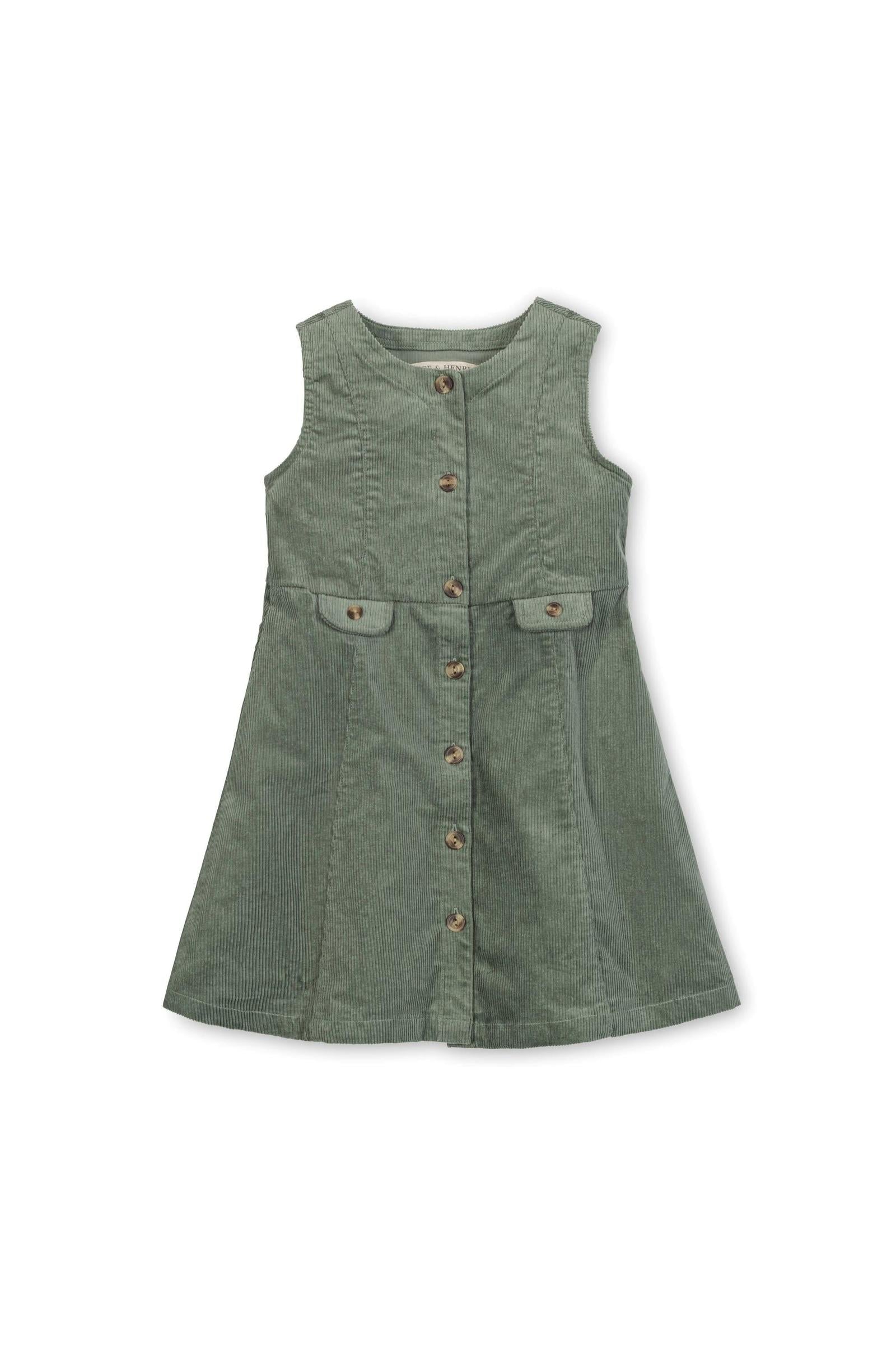 Organic Cotton Corduroy Jumper Dress for Girls, Sage Green, Toddler & Kids