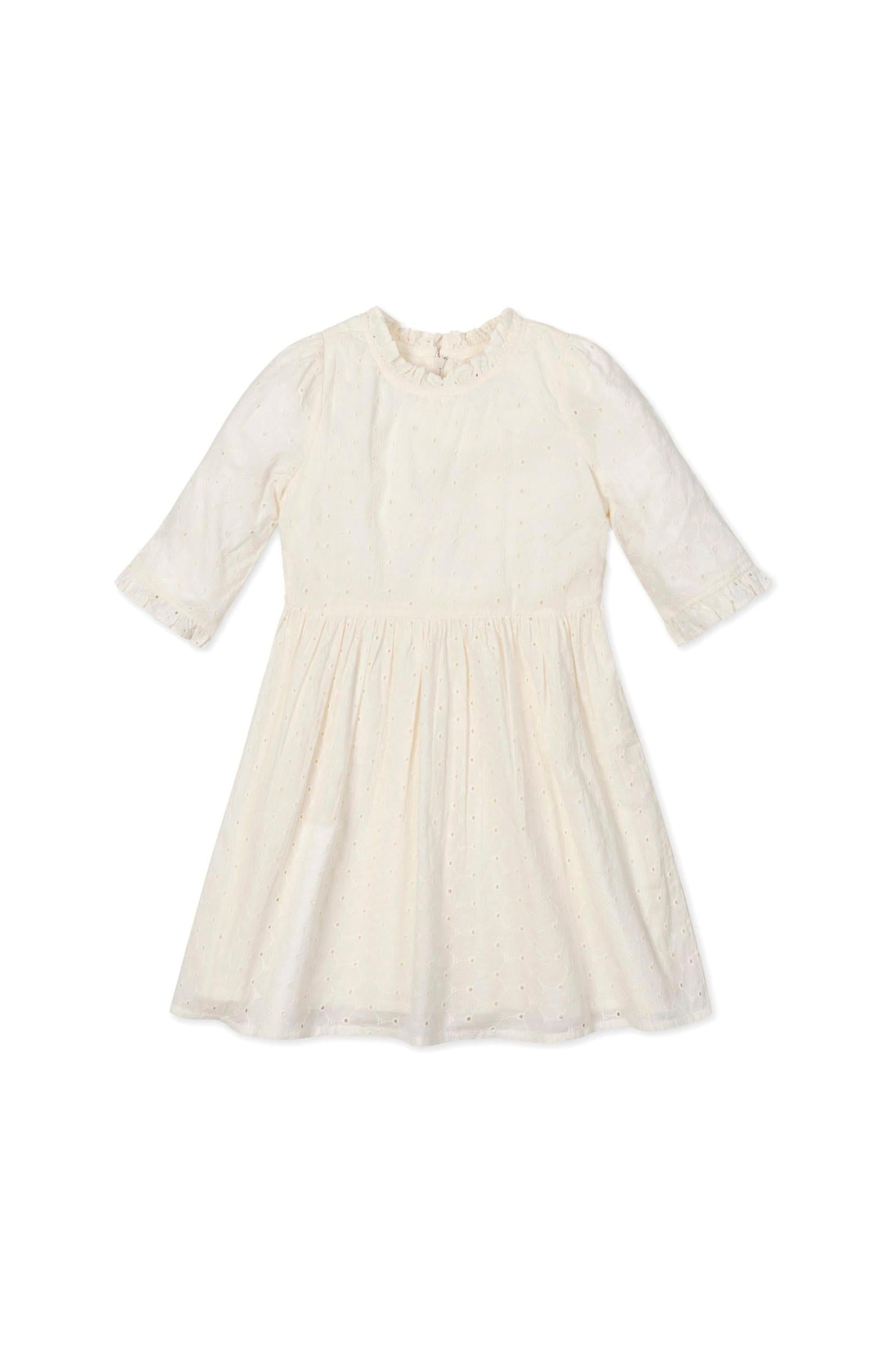 Organic Cotton Tiered & Lined Eyelet Dress, Ivory, Toddler & Kids, Family Matching Outfits