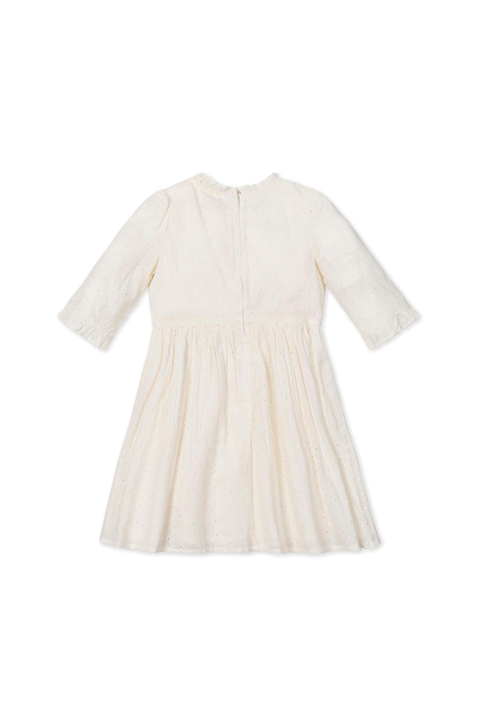 Organic Cotton Tiered & Lined Eyelet Dress, Ivory, Toddler & Kids, Family Matching Outfits