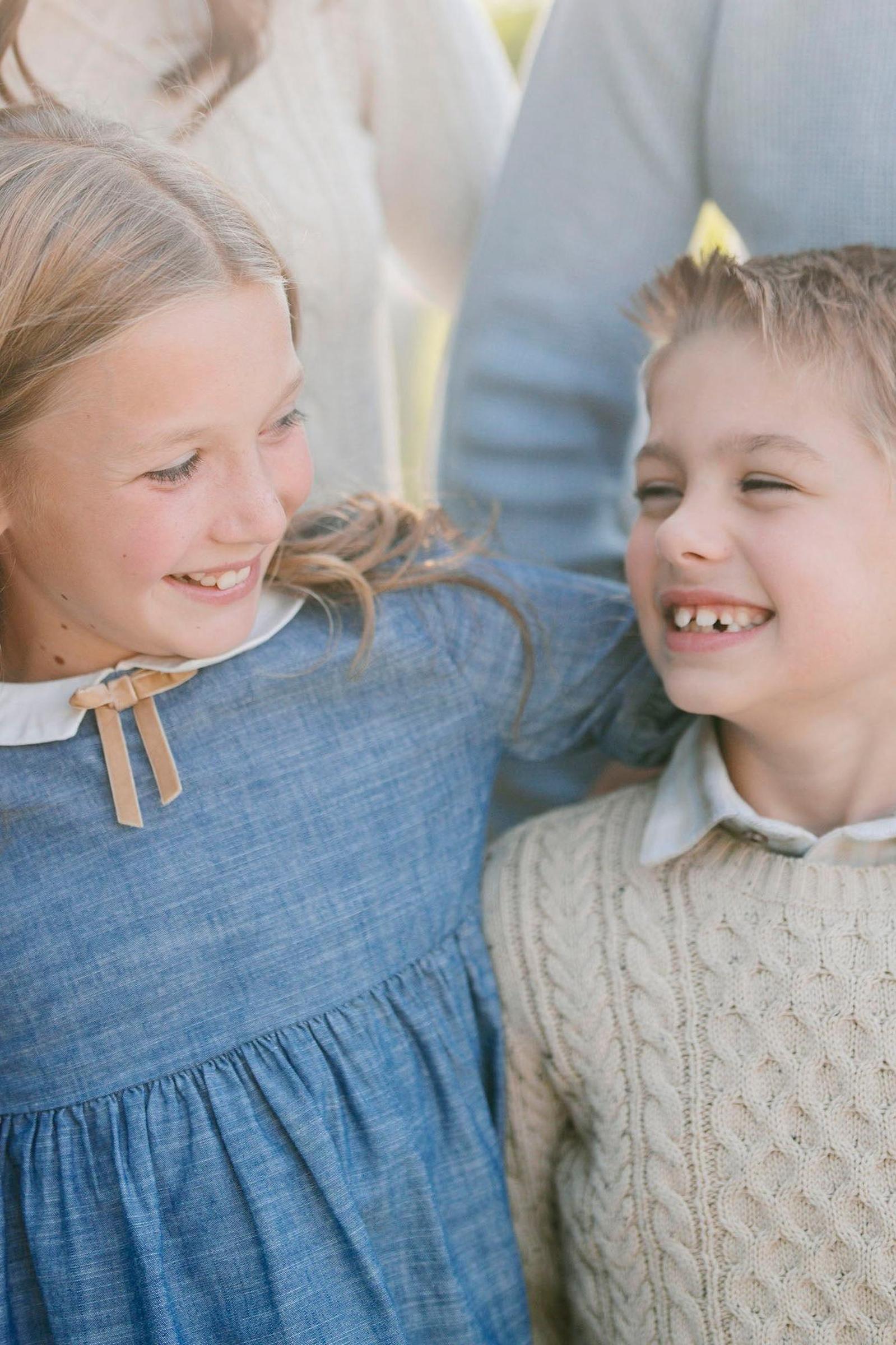 Organic Cotton Empire Dress with Peter Pan Collar for Girls, Chambray, Toddler & Kids