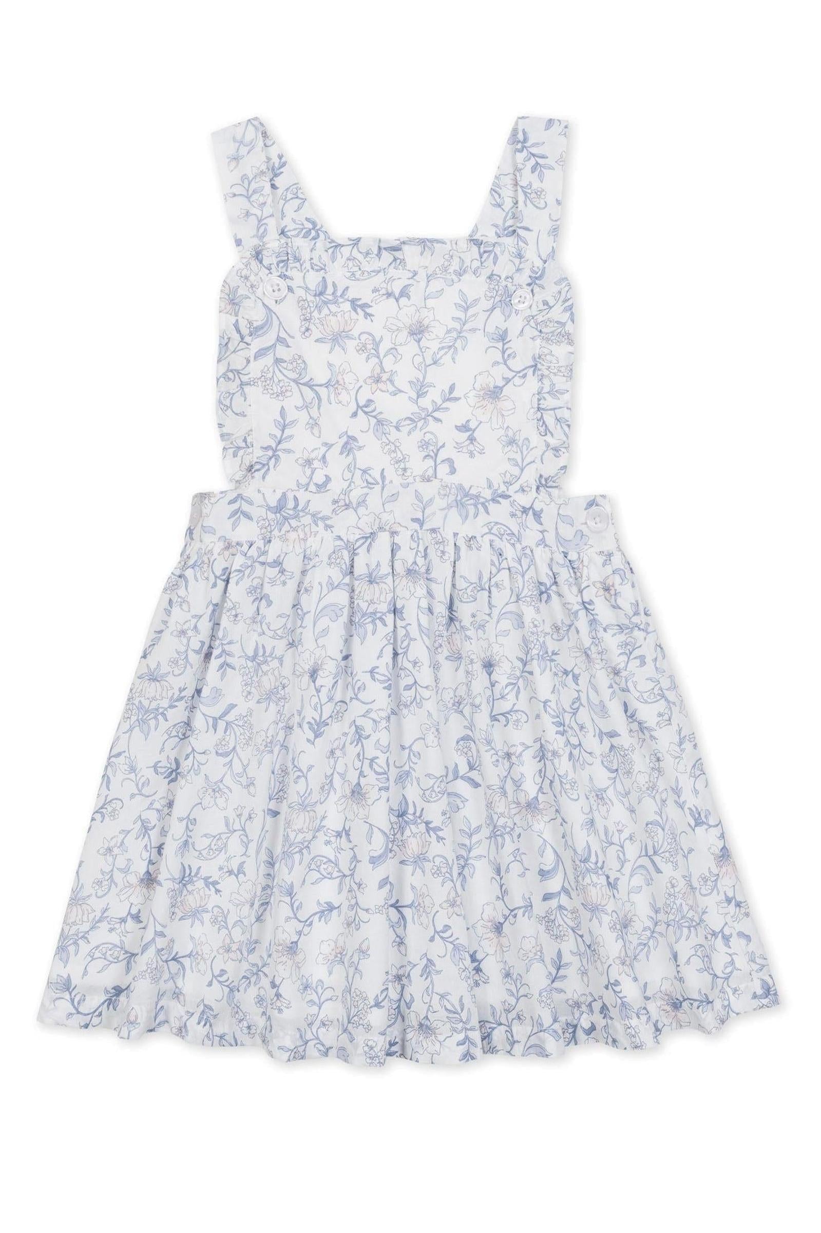 Organic Cotton Ruffle Apron Dress for Girls, Winter Floral, Toddler & Kids