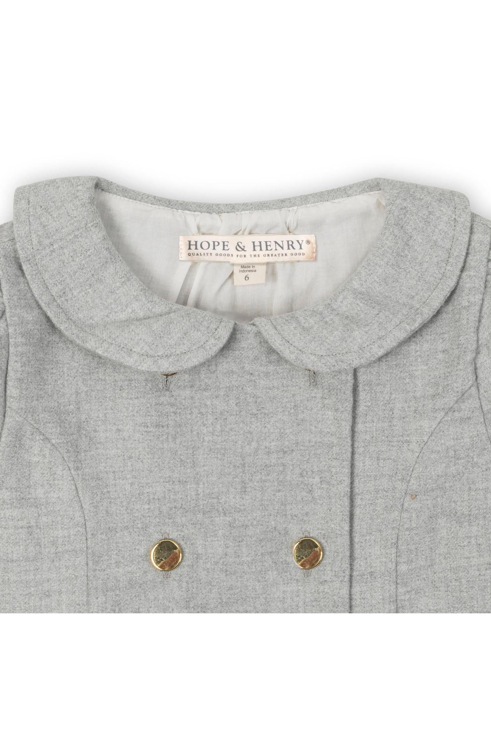 Organic Cotton Double Breasted Flannel Dress for Girls, Gray Heather Solid, Toddler & Kids