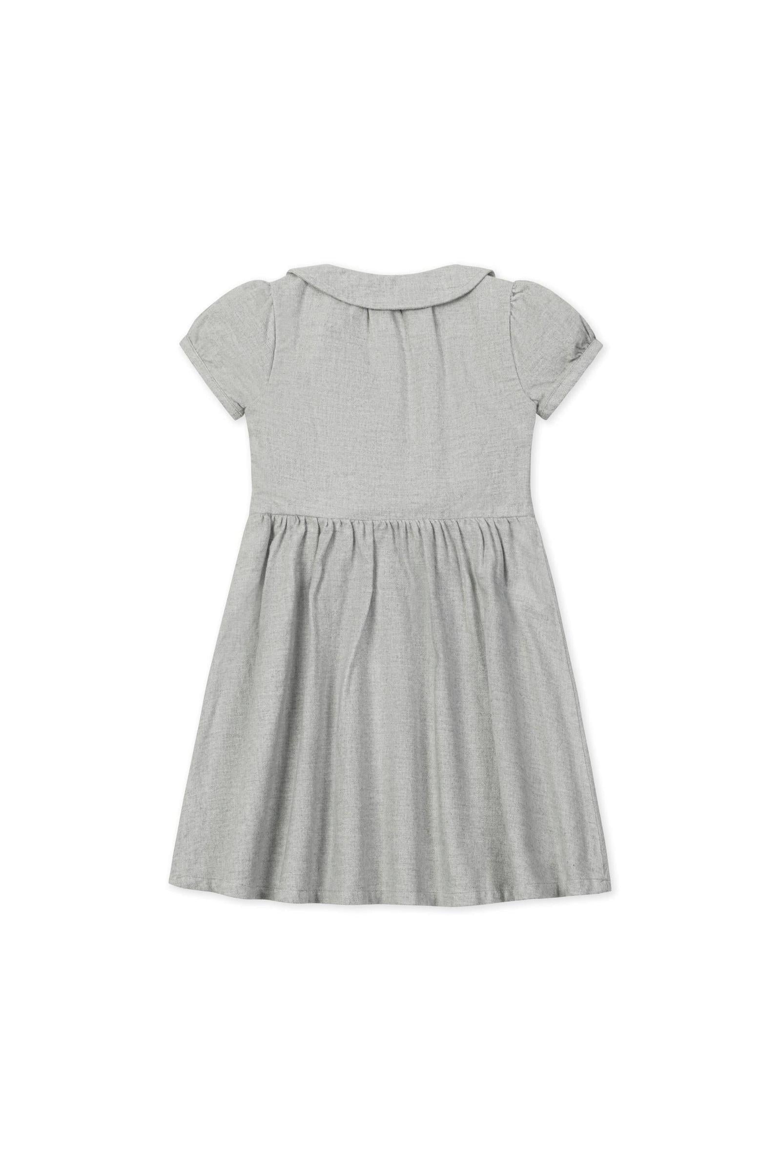 Organic Cotton Double Breasted Flannel Dress for Girls, Gray Heather Solid, Toddler & Kids