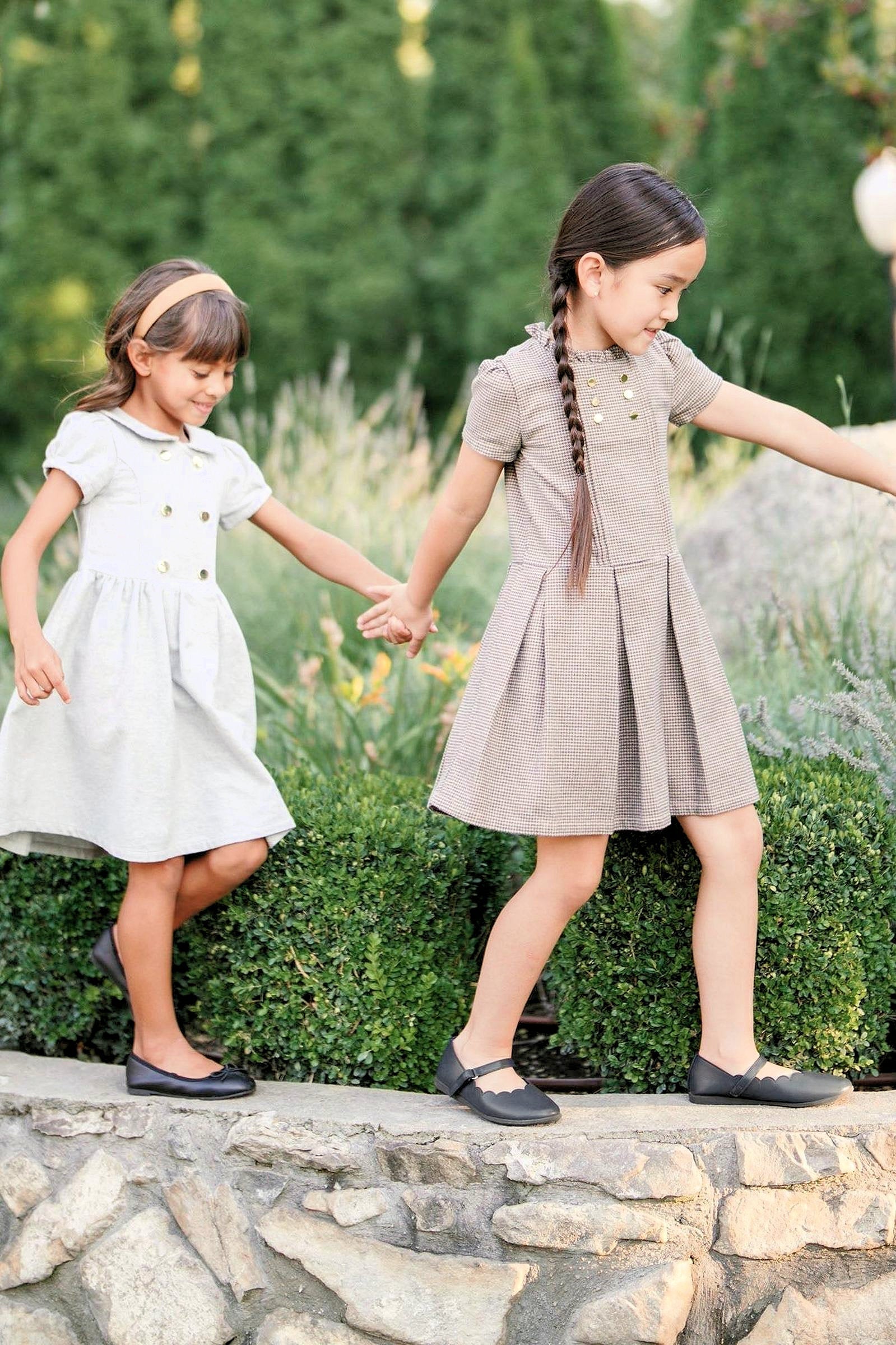 Organic Cotton Double Breasted Flannel Dress for Girls, Gray Heather Solid, Toddler & Kids