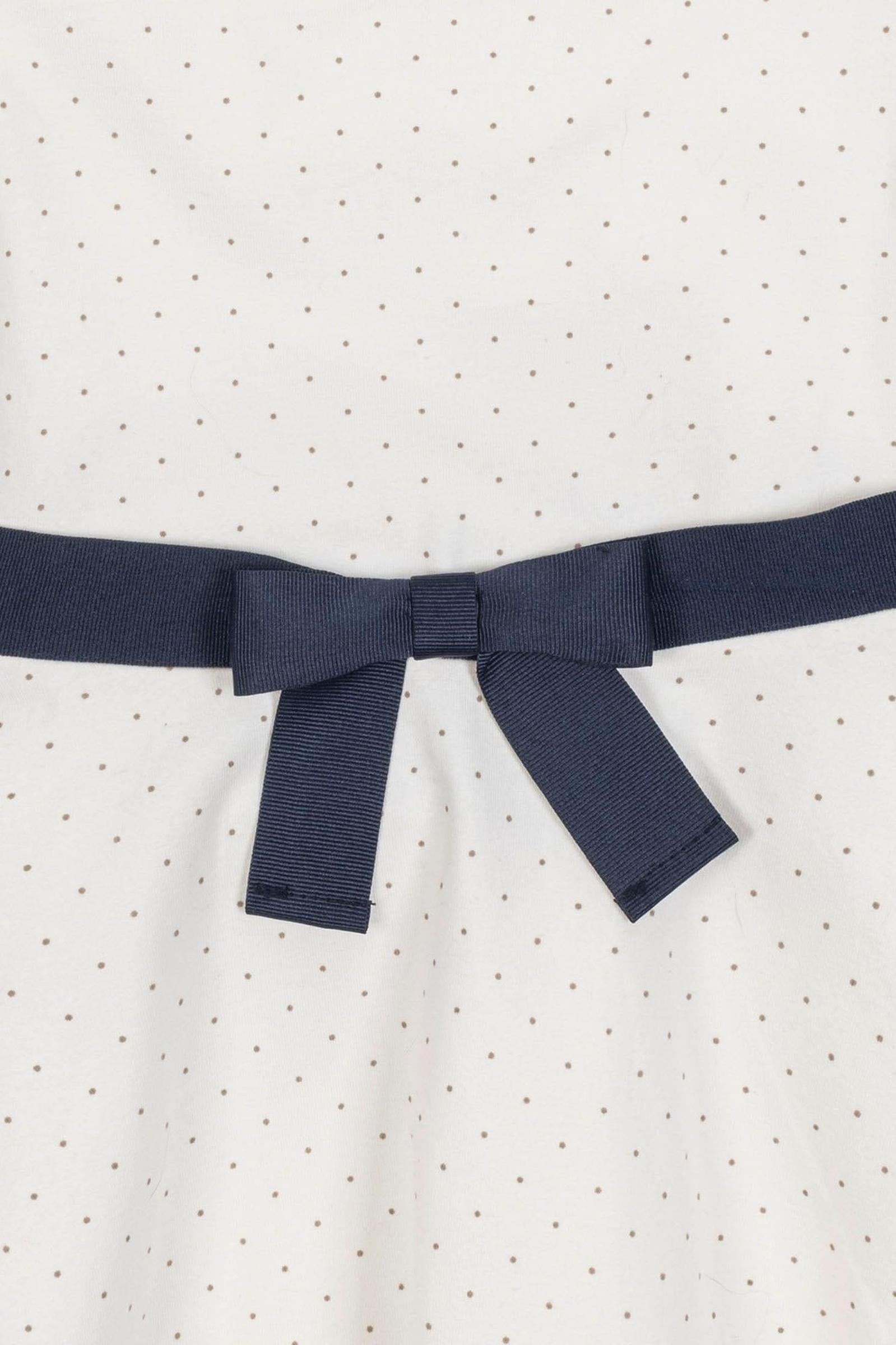 Organic Cotton Short Sleeve Skater Dress for Girls, White Pindot Pattern, Toddler & Kids