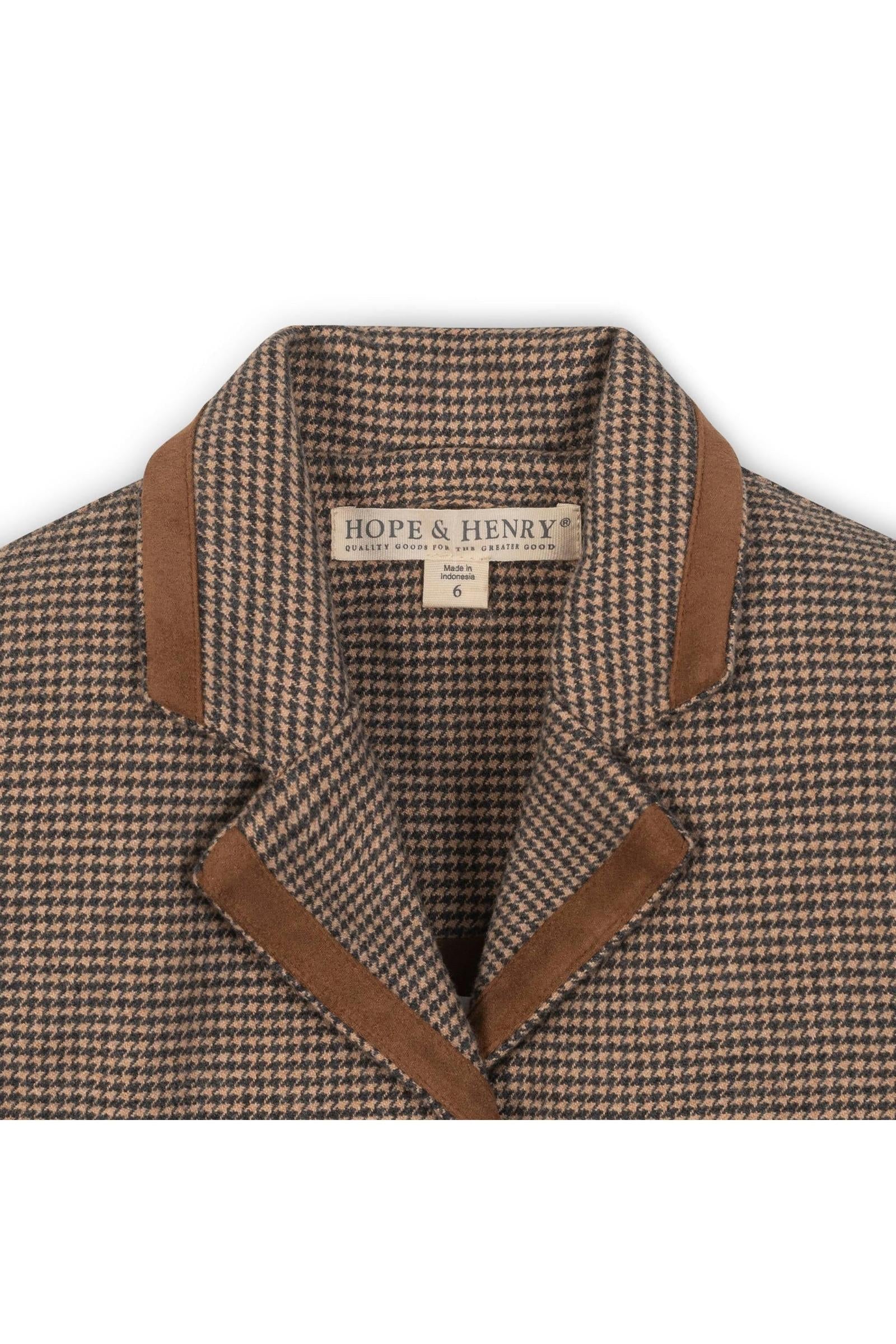 Organic Cotton Stylish Blazer With Notch Collar for Girls, Camel, Toddler & Kids