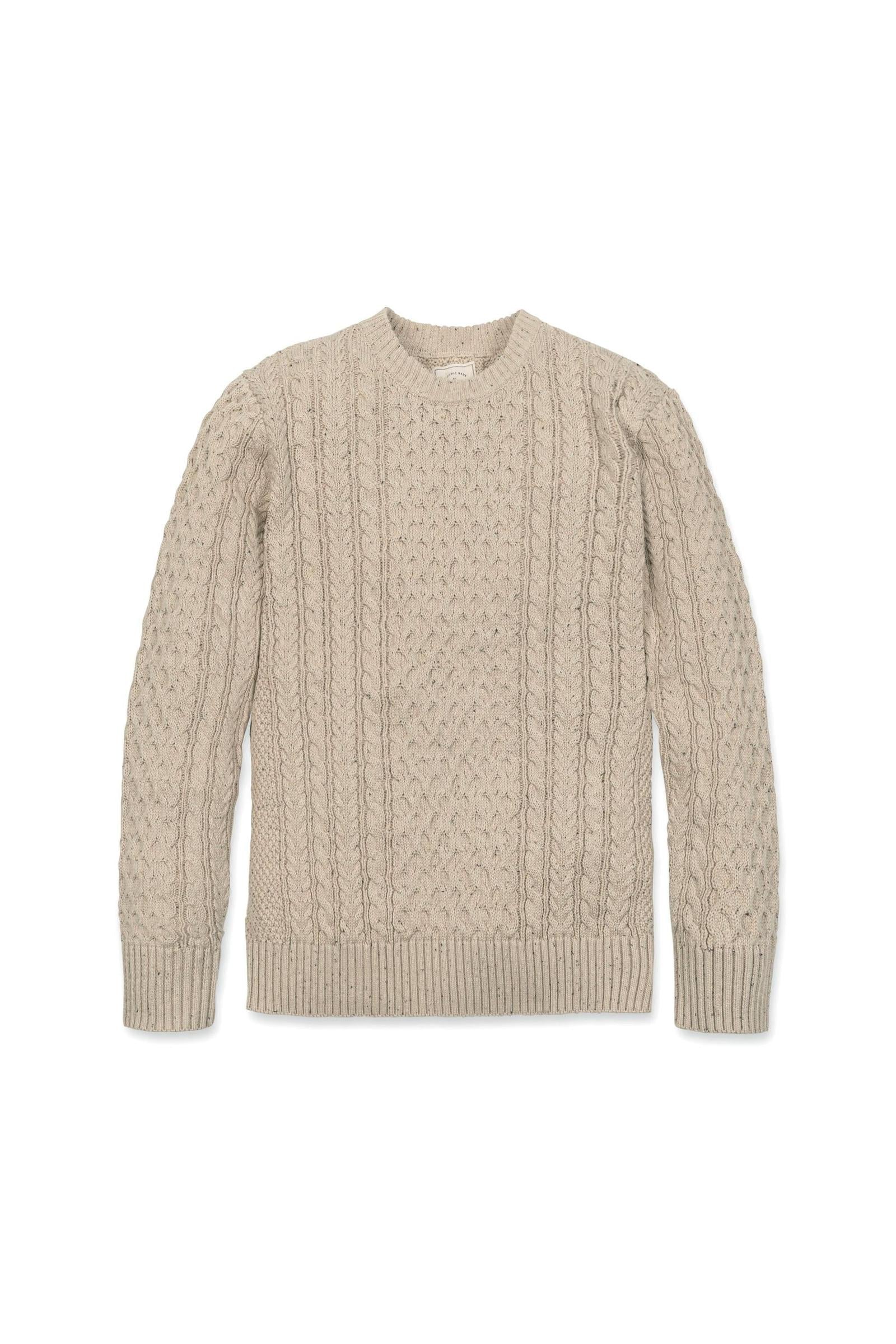 Organic Cotton Fisherman Sweater, Natural Fleck, Men, Family Matching Outfits