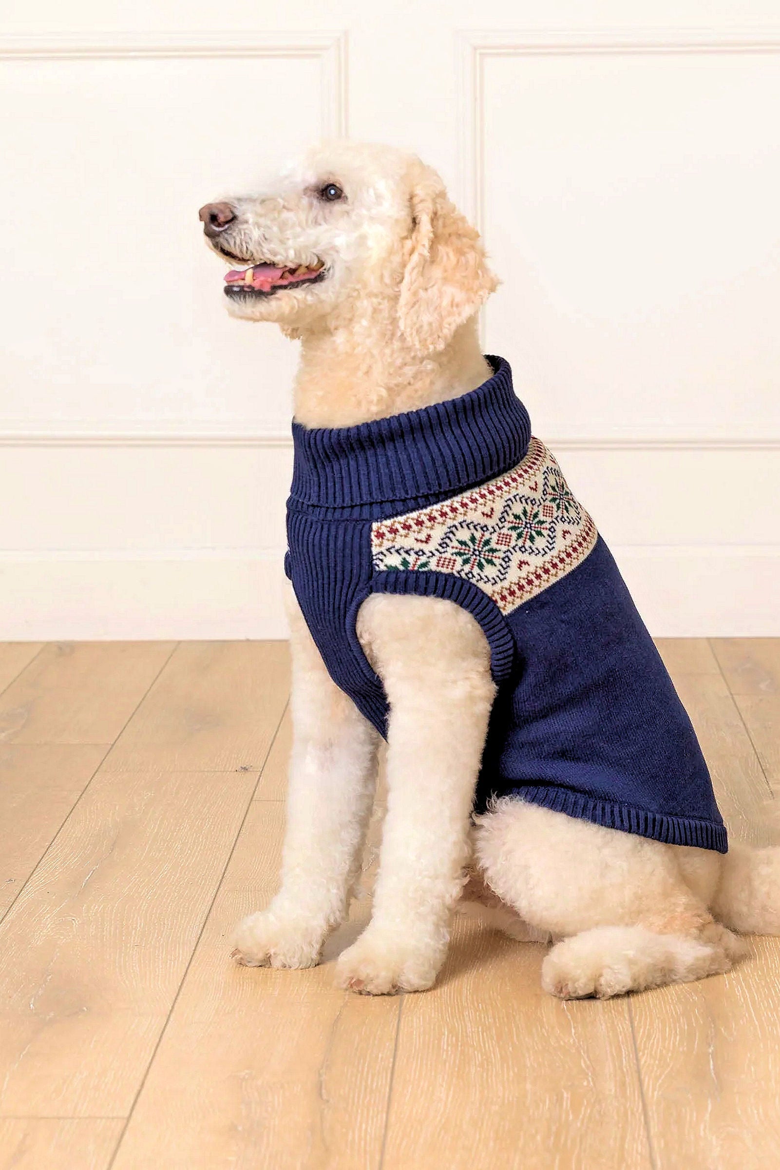 Organic Cotton Fair Isle Dog Sweater, Navy