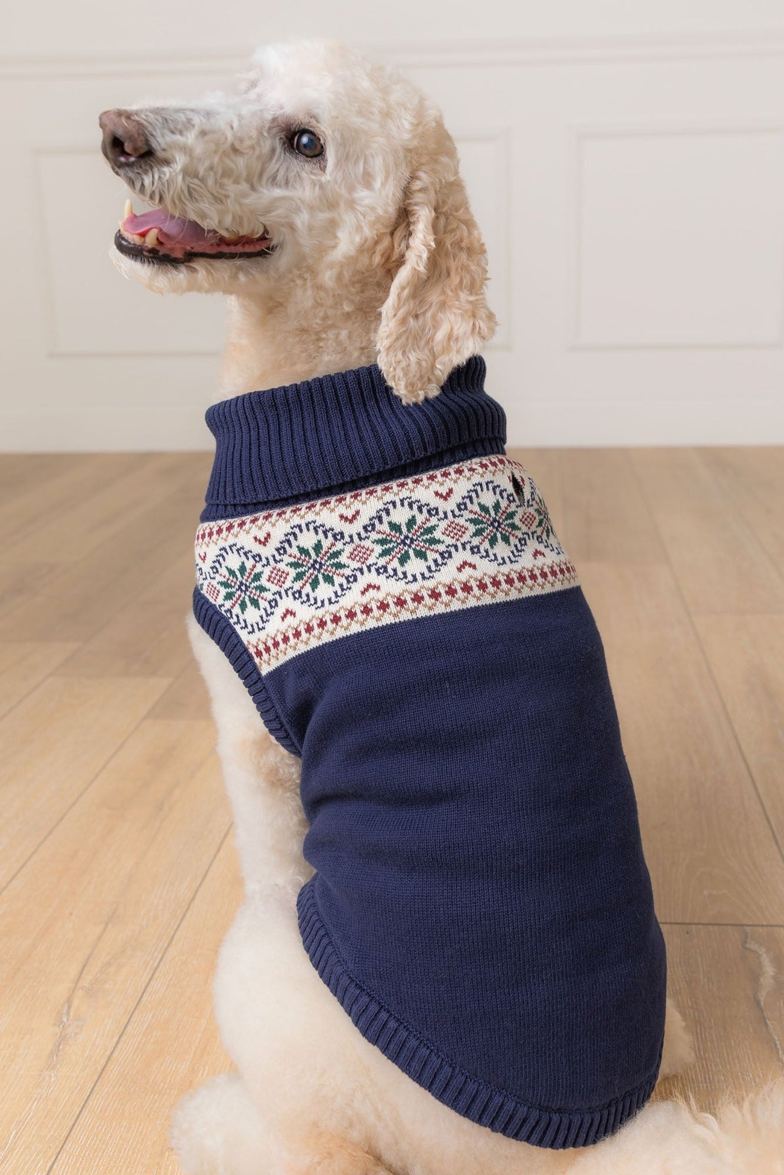 Organic Cotton Fair Isle Dog Sweater, Navy