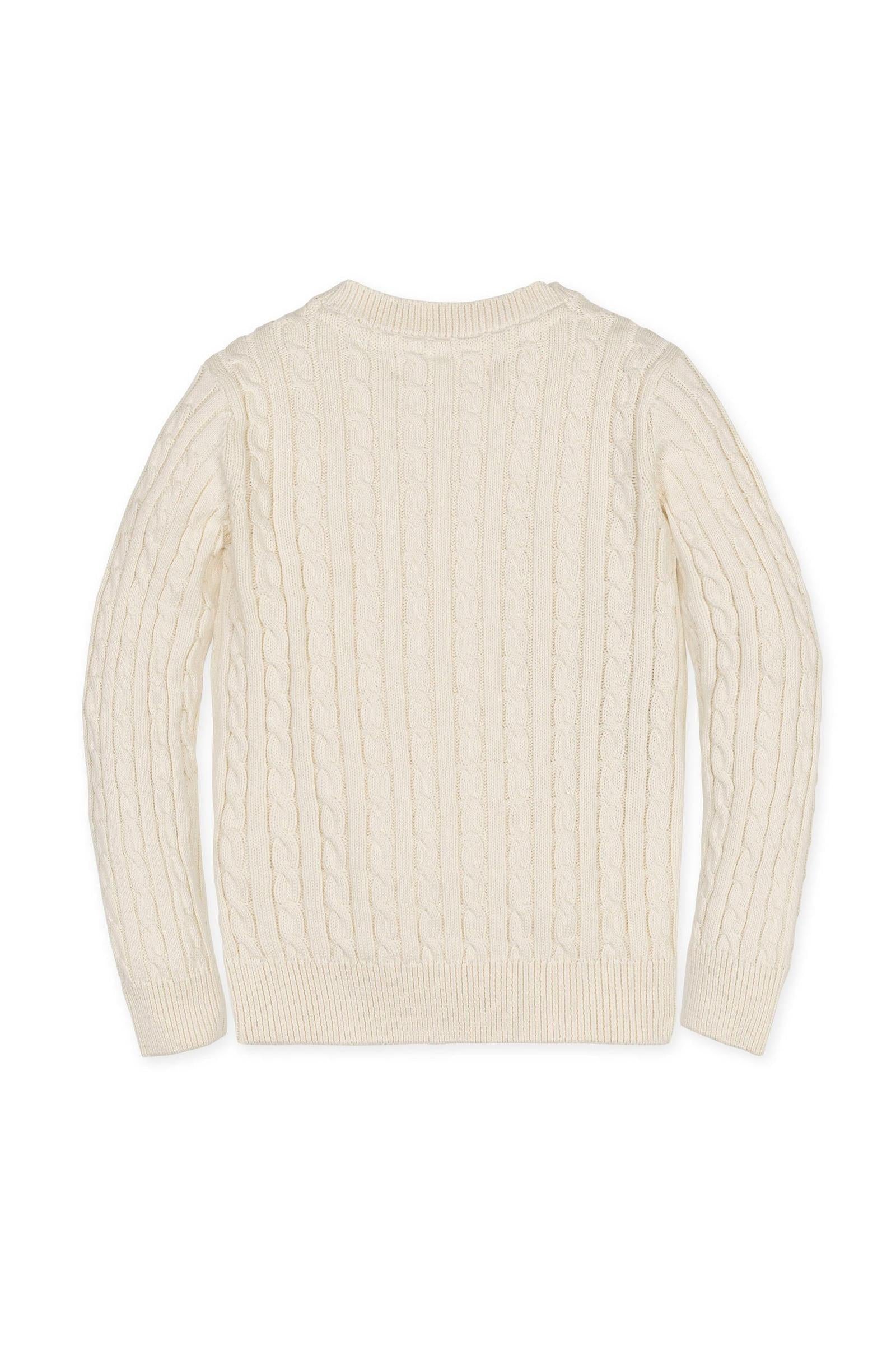 Organic Cotton V-Neck Cable Sweater, Ivory, Toddler & Kids