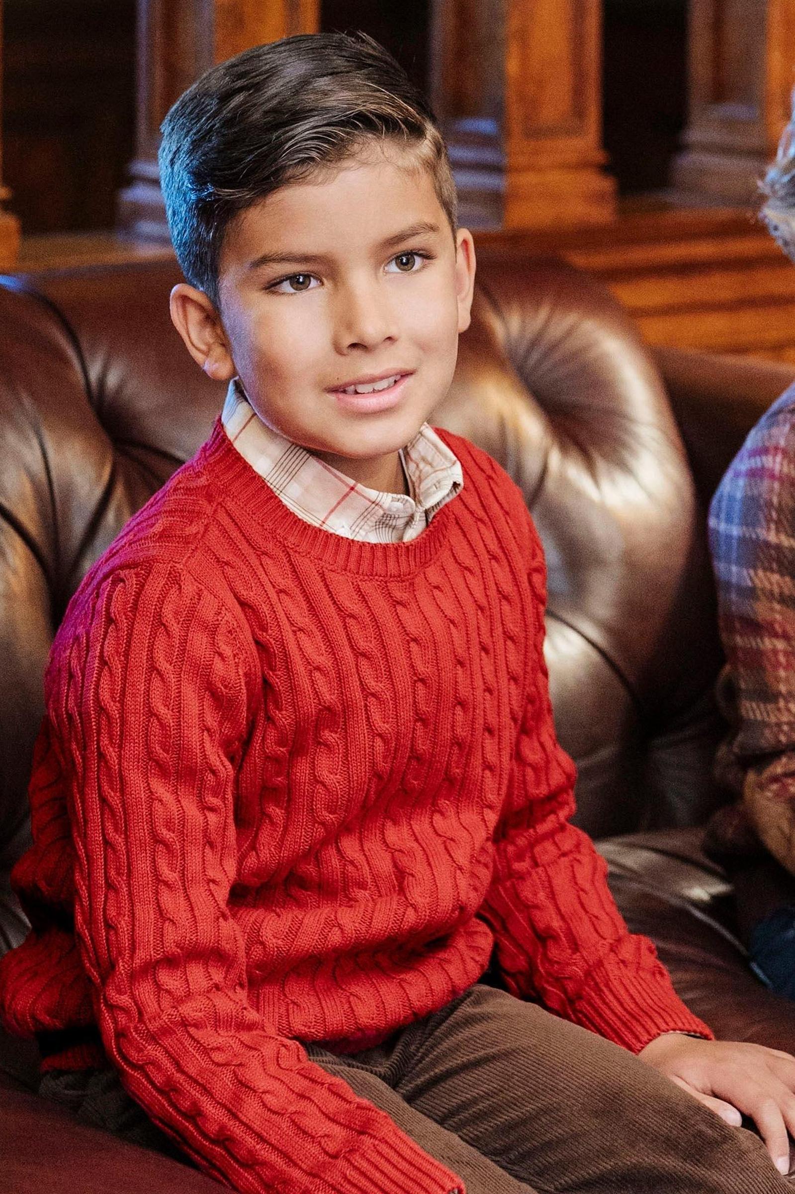 Organic Cotton Cable Knit Crewneck Sweater for Boys, Red Solid, Sizes 2-16