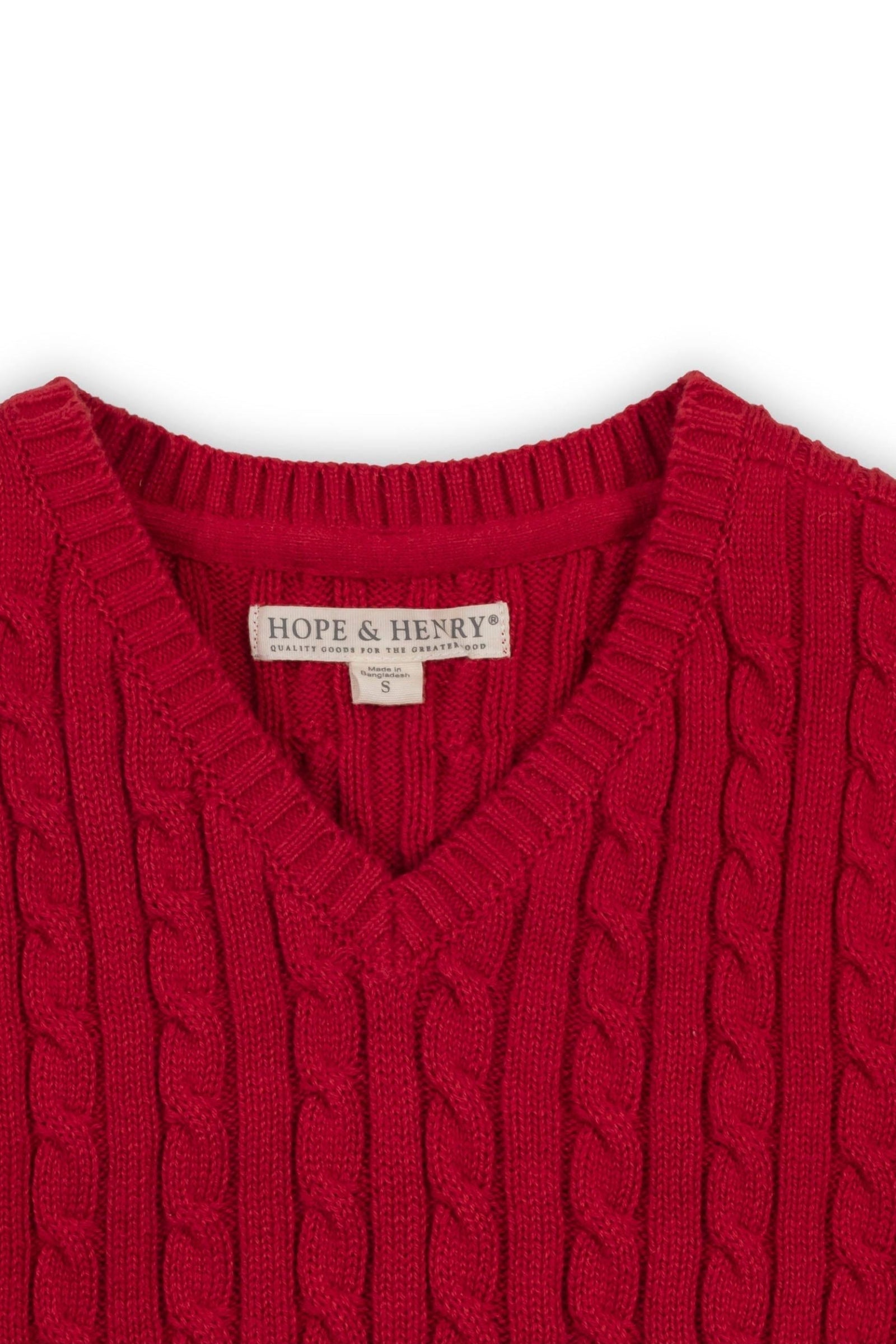Red Organic Cotton Cable Knit Sweater Vest for Boys, Sizes 2T-18
