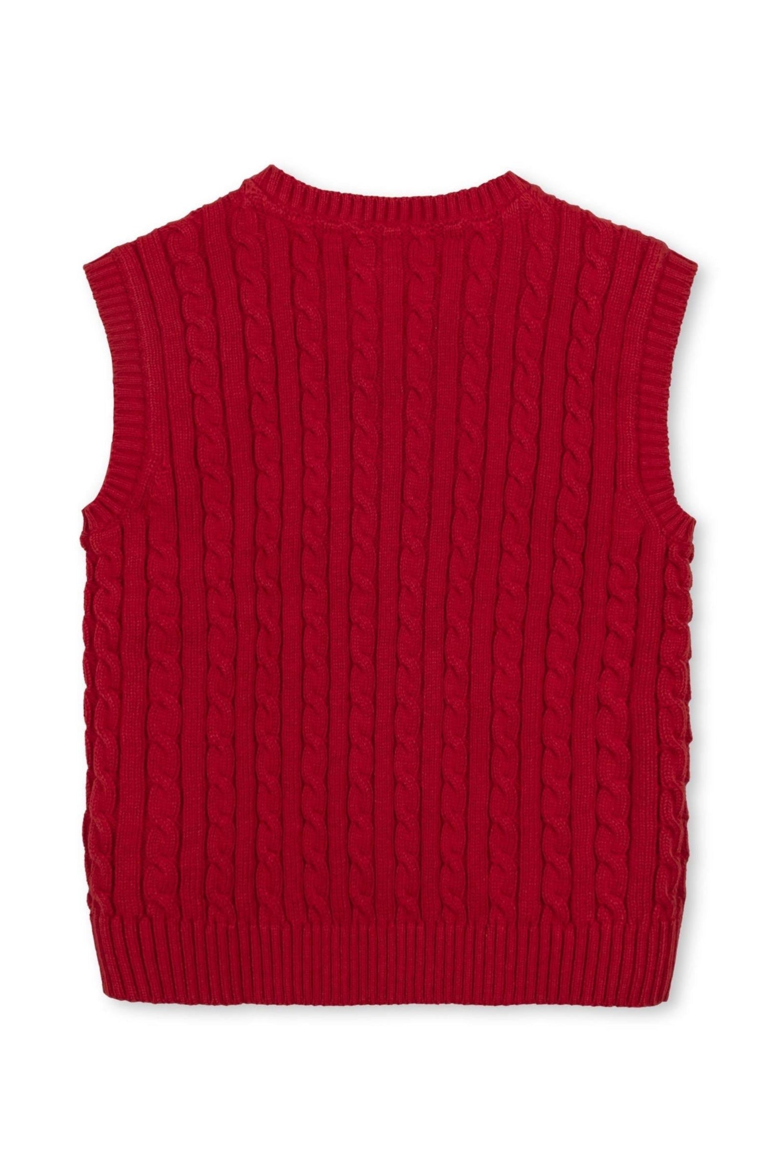 Red Organic Cotton Cable Knit Sweater Vest for Boys, Sizes 2T-18