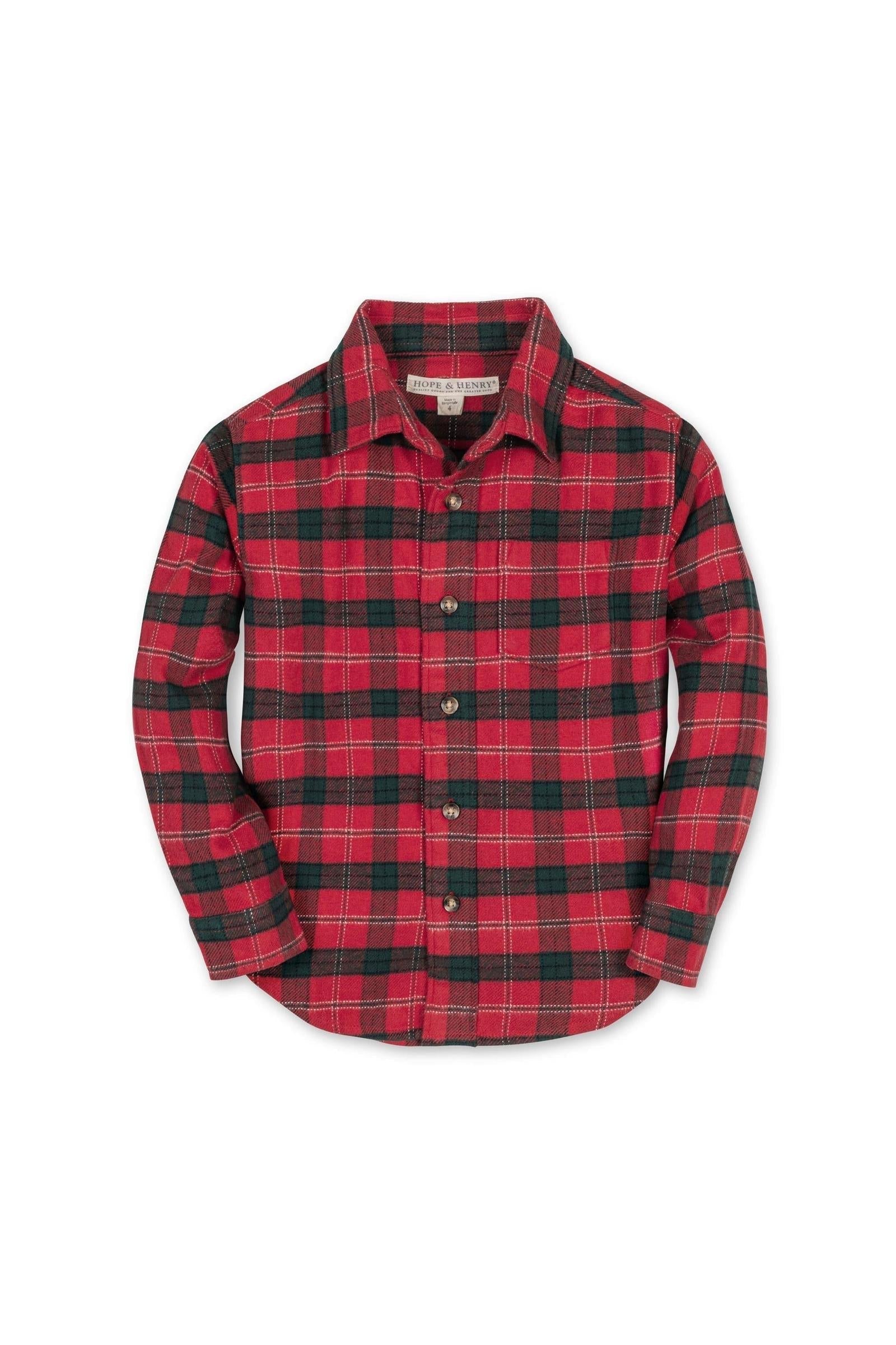 Organic Cotton London Plaid Flannel Shirt, Toddler & Kids, Family Matching Outfits