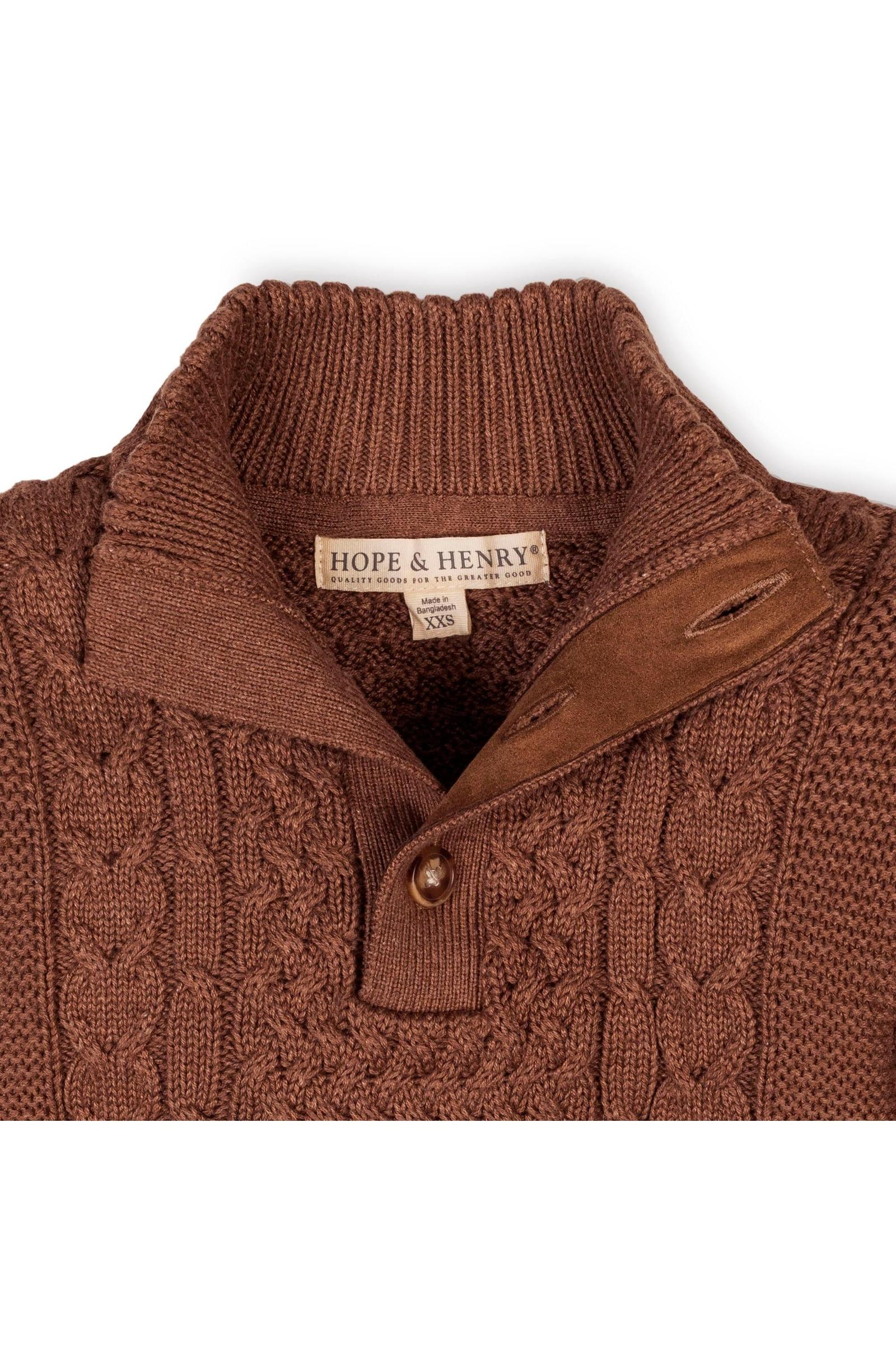 Organic Cotton Mock Neck Cable Sweater, Cinnamon Heather, Sizes 2T-18, Family Matching Outfits