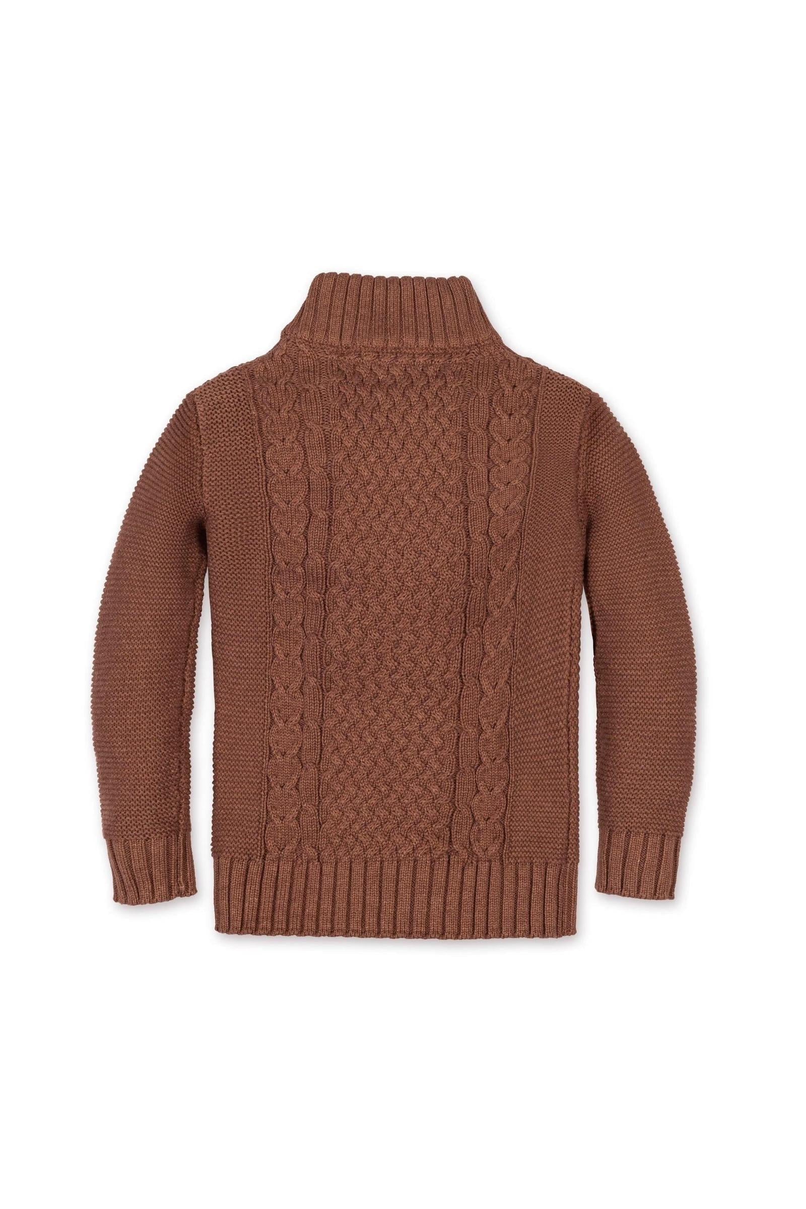 Organic Cotton Mock Neck Cable Sweater, Cinnamon Heather, Sizes 2T-18, Family Matching Outfits