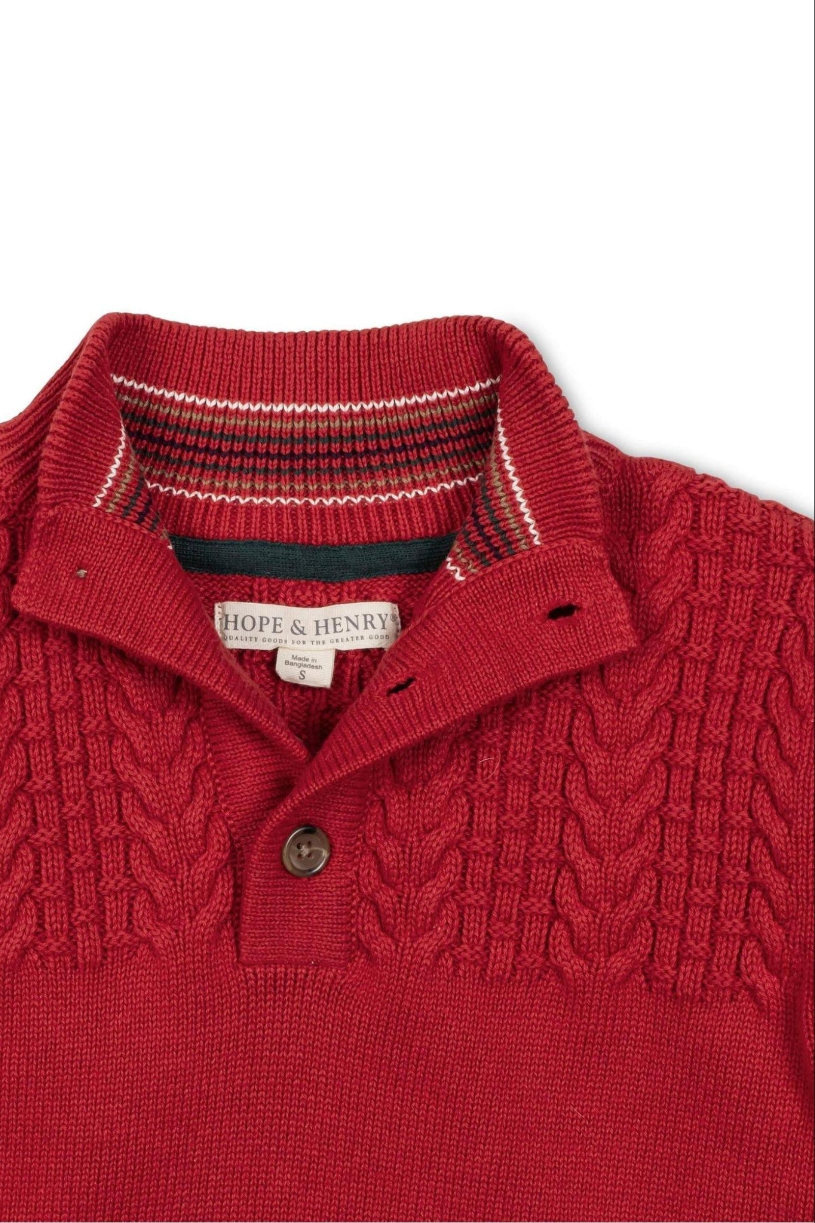 Organic Cotton Mock Neck Textured Knit Sweater, Red, Sizes 2-20