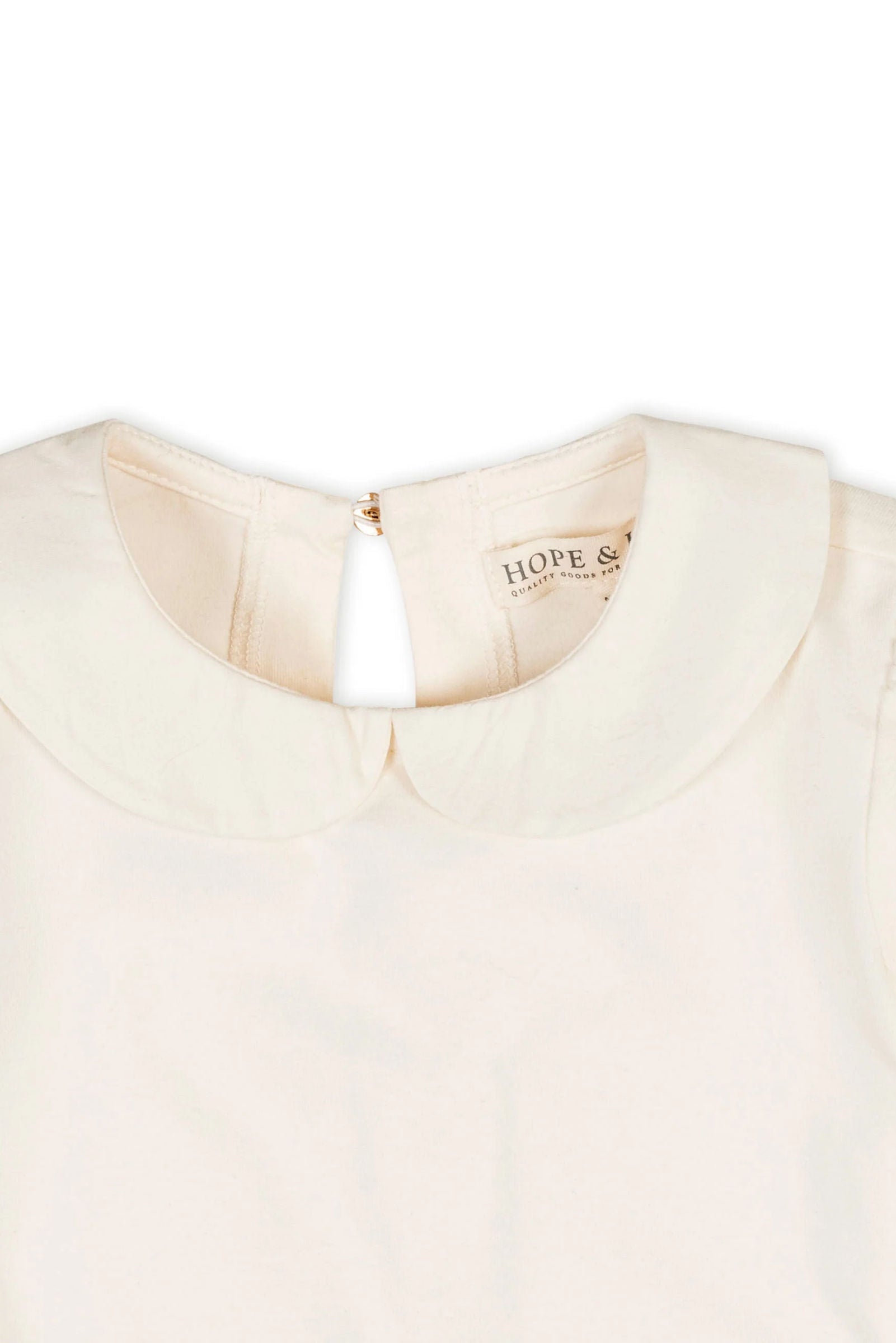 Organic Cotton Peter Pan Collar Knit Top for Girls, Ivory, Toddler & Kids