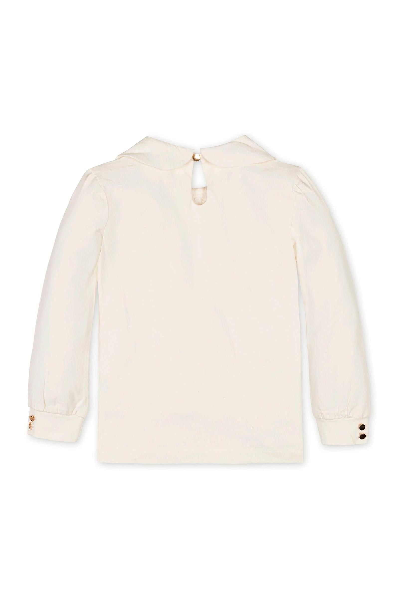 Organic Cotton Peter Pan Collar Knit Top for Girls, Ivory, Toddler & Kids
