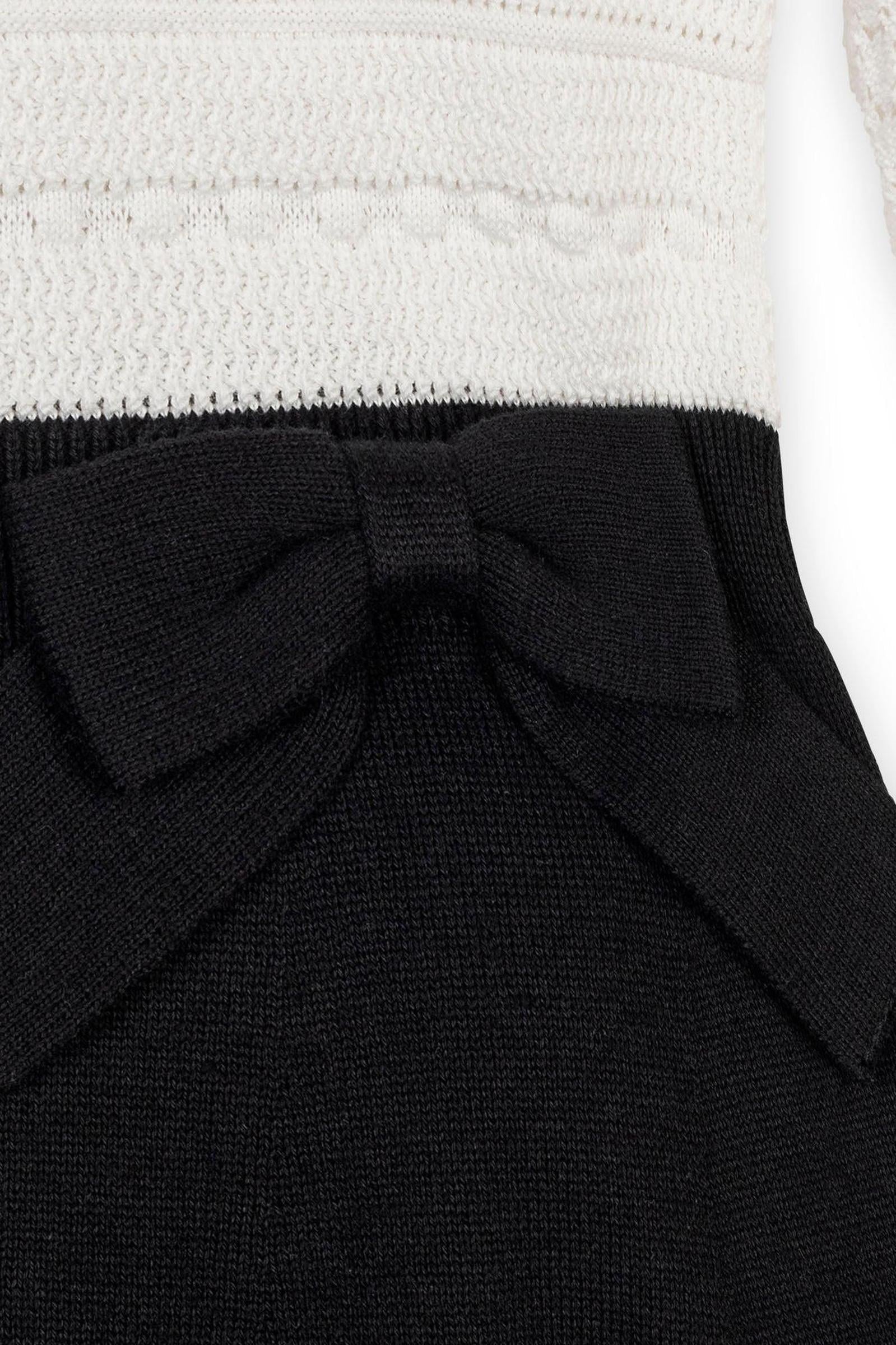 Organic Cotton Peter Pan Collar Sweater Dress, White & Black, Toddler & Kids