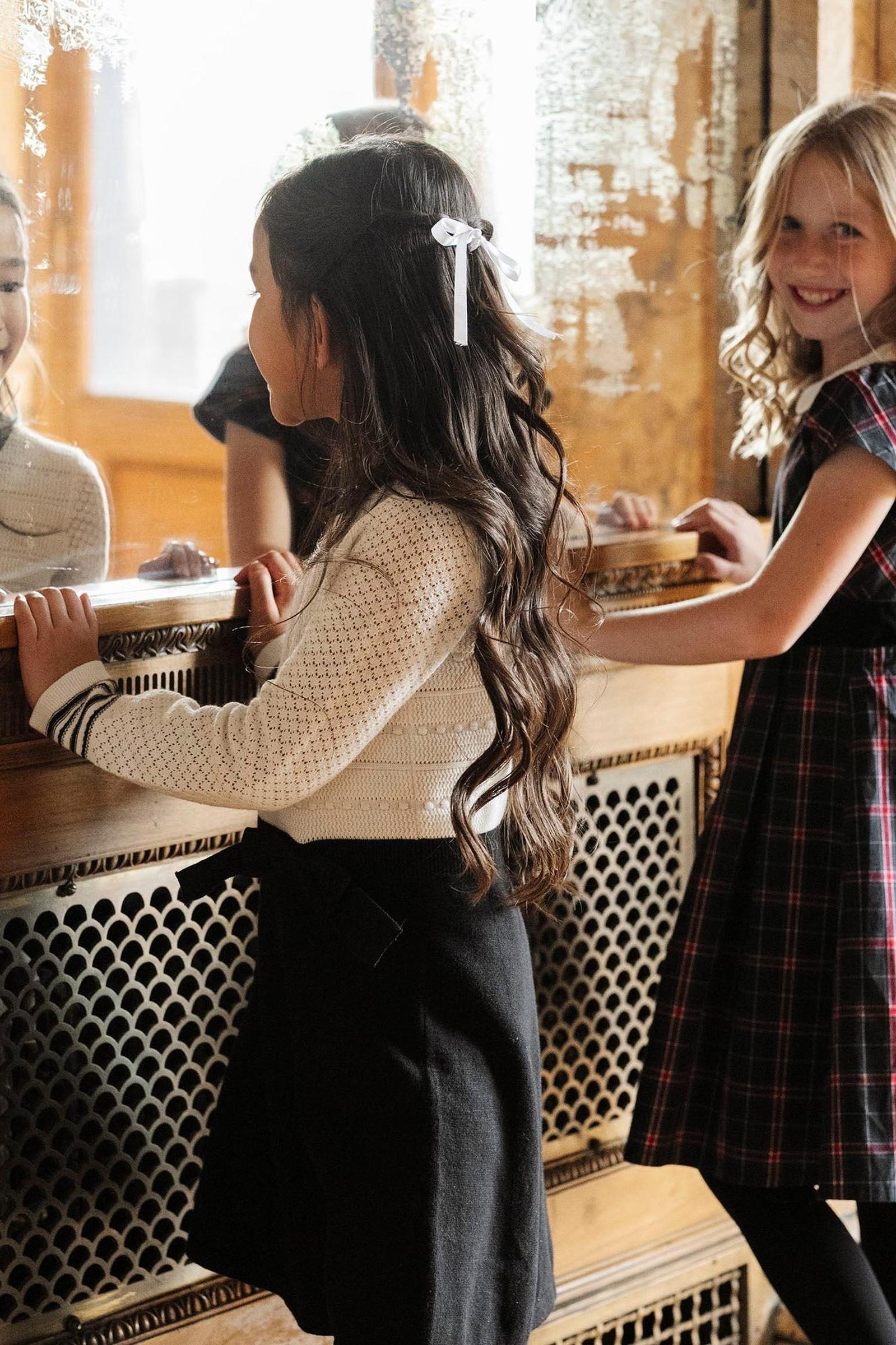 Organic Cotton Peter Pan Collar Sweater Dress, White & Black, Toddler & Kids
