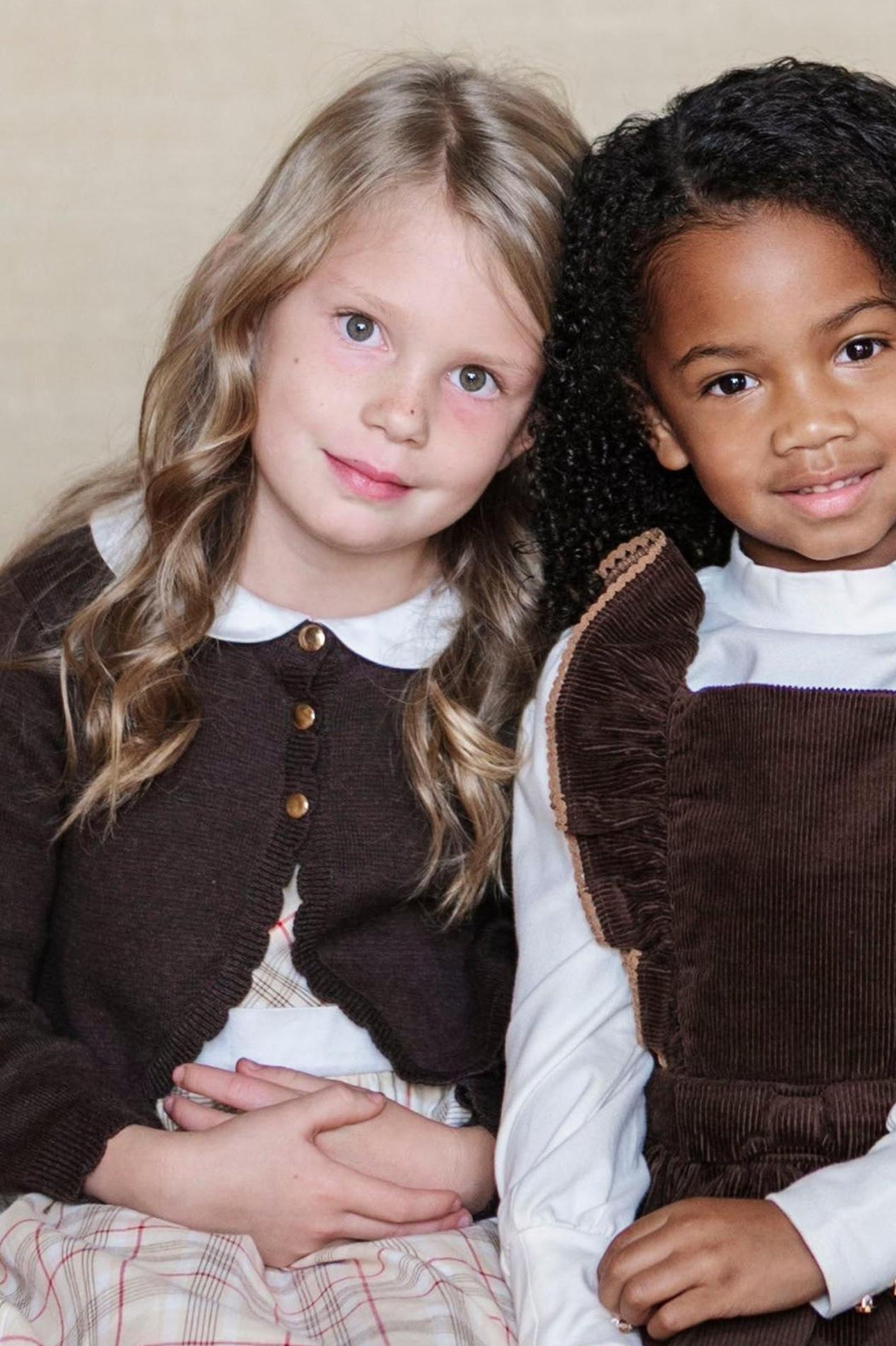 Organic Cotton Cropped Scallop Cardigan for Girls, Chocolate Brown Knit, Toddler & Kids