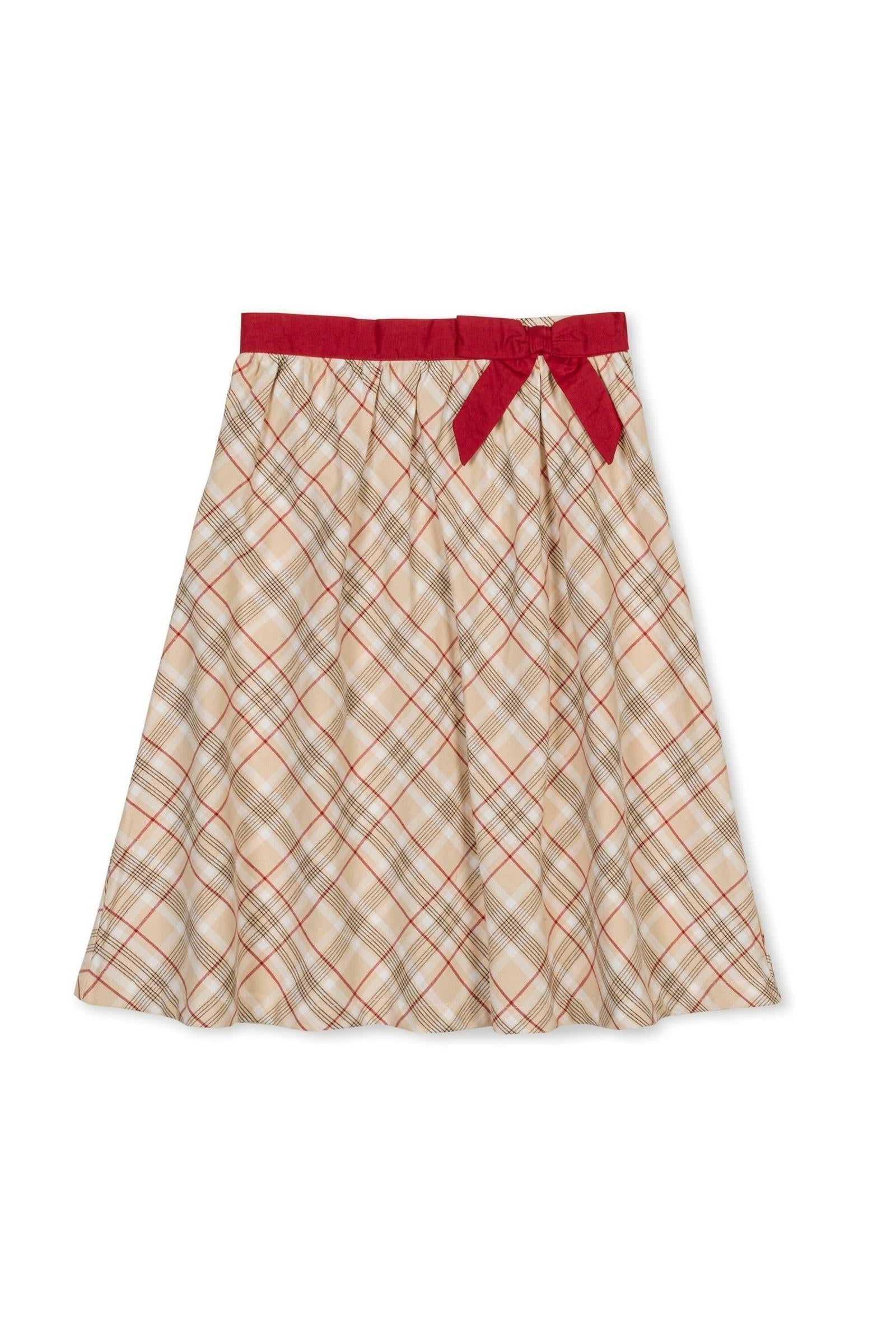 Organic Cotton Bow Sash Party Skirt for Girls, Plaid, Toddler & Kids