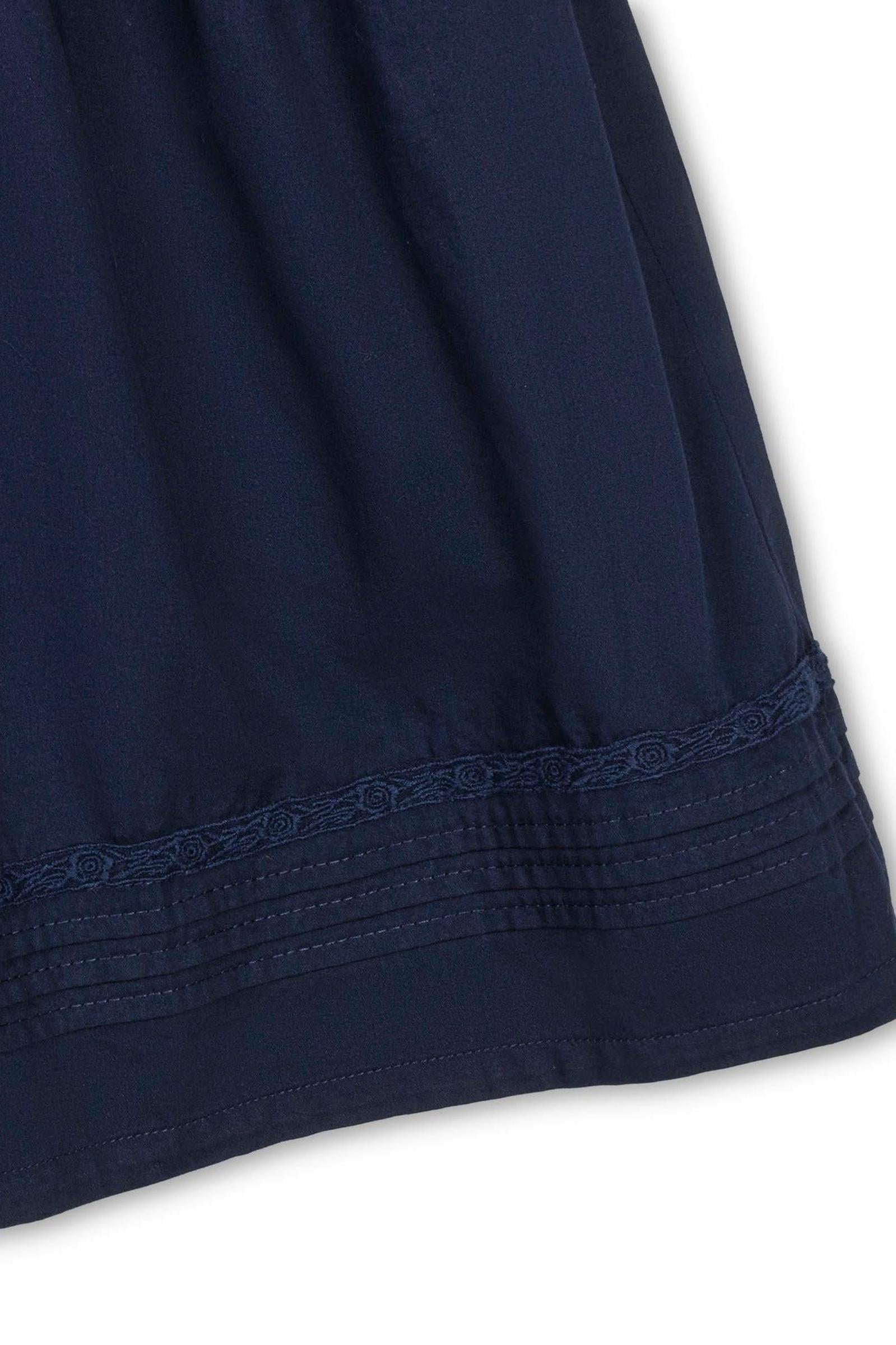 Organic Cotton Puff Sleeve Pintuck Dress for Girls, Navy, Toddler & Kids