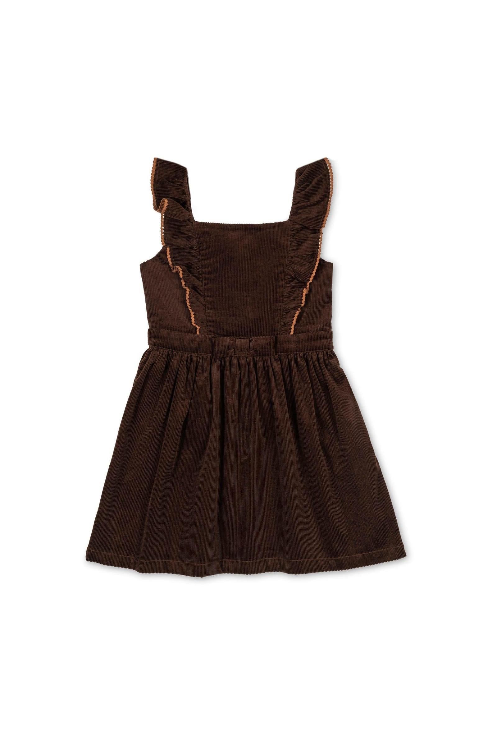 Organic Cotton Corduroy Ruffle Jumper Dress for Girls, Brown, Toddler & Kids