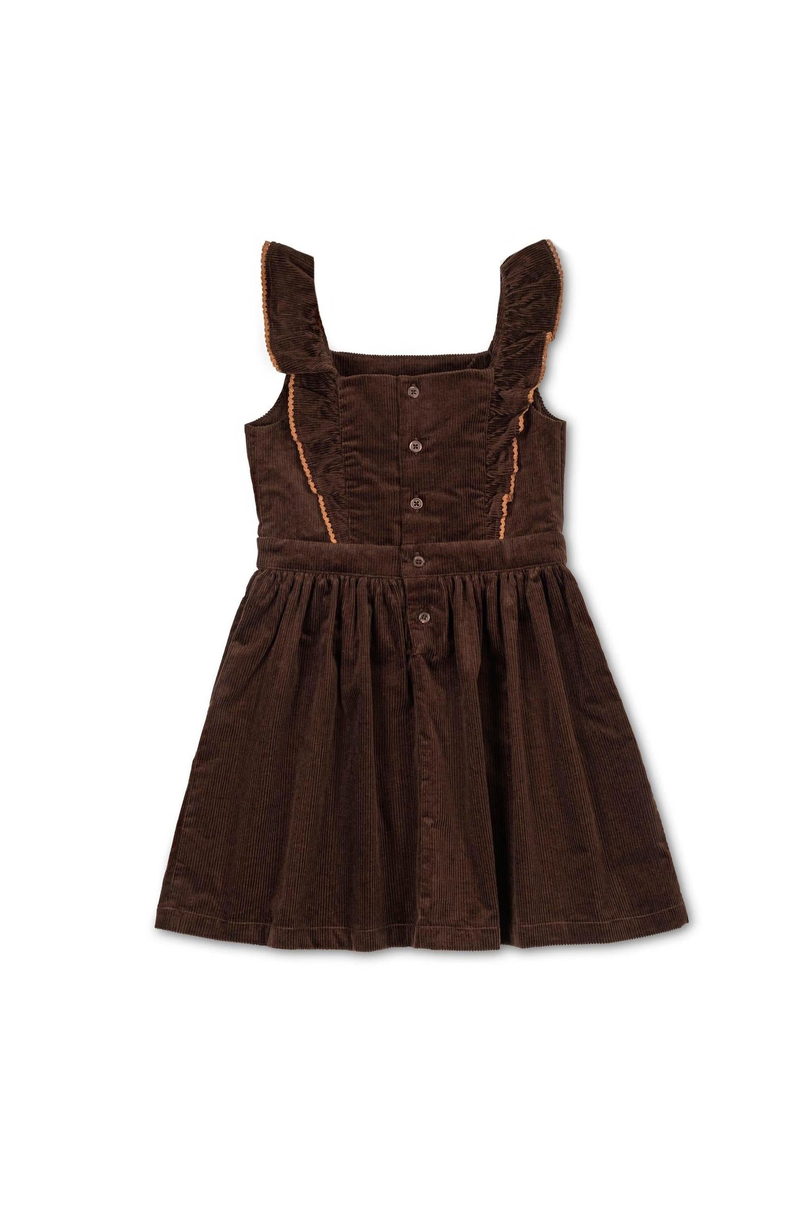 Organic Cotton Corduroy Ruffle Jumper Dress for Girls, Brown, Toddler & Kids