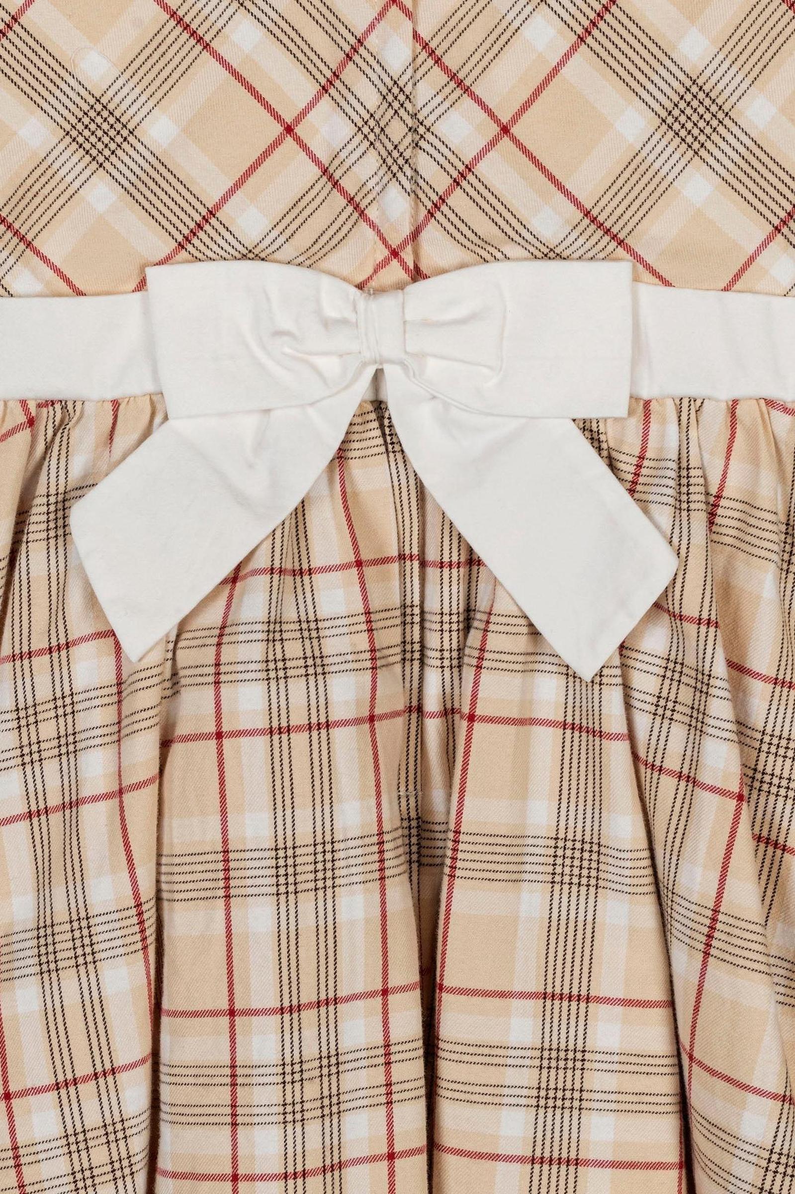 Organic Cotton Sleeveless Peter Pan Collar Party Dress, Ivory Fireside Plaid, Toddler & Kids