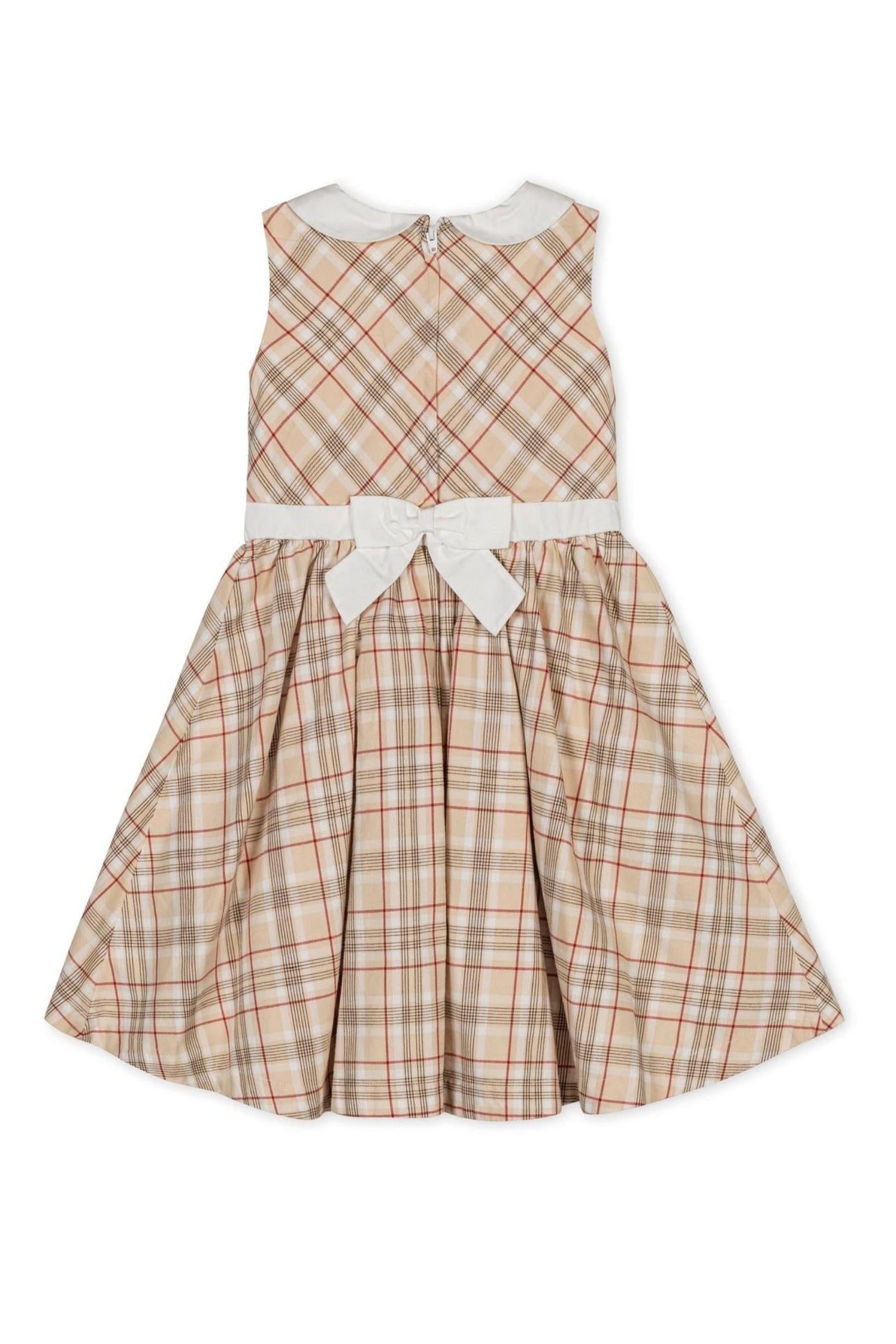 Organic Cotton Sleeveless Peter Pan Collar Party Dress, Ivory Fireside Plaid, Toddler & Kids