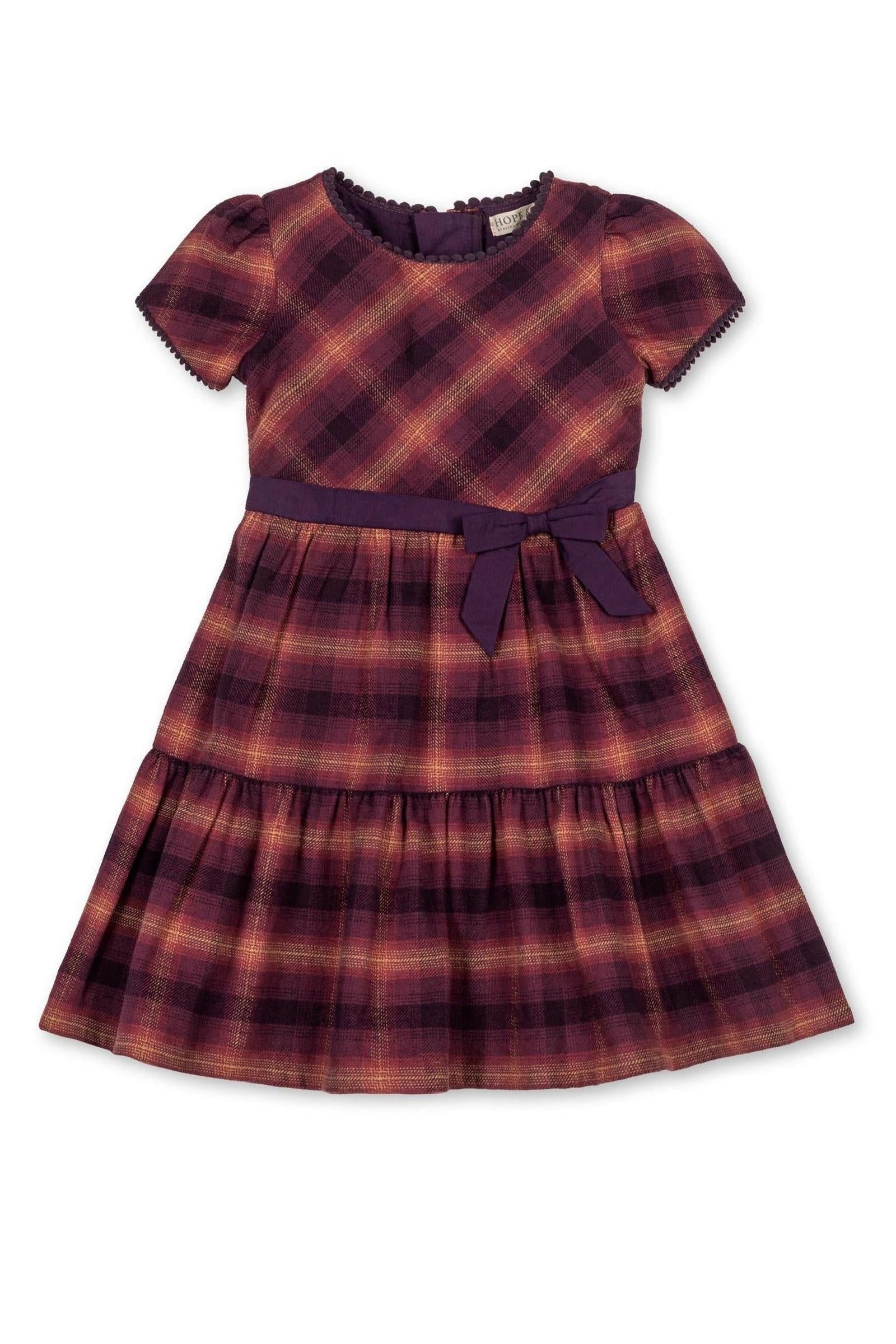 Organic Cotton Tiered Flannel Dress, Sugar Plum Plaid, Toddler & Kids