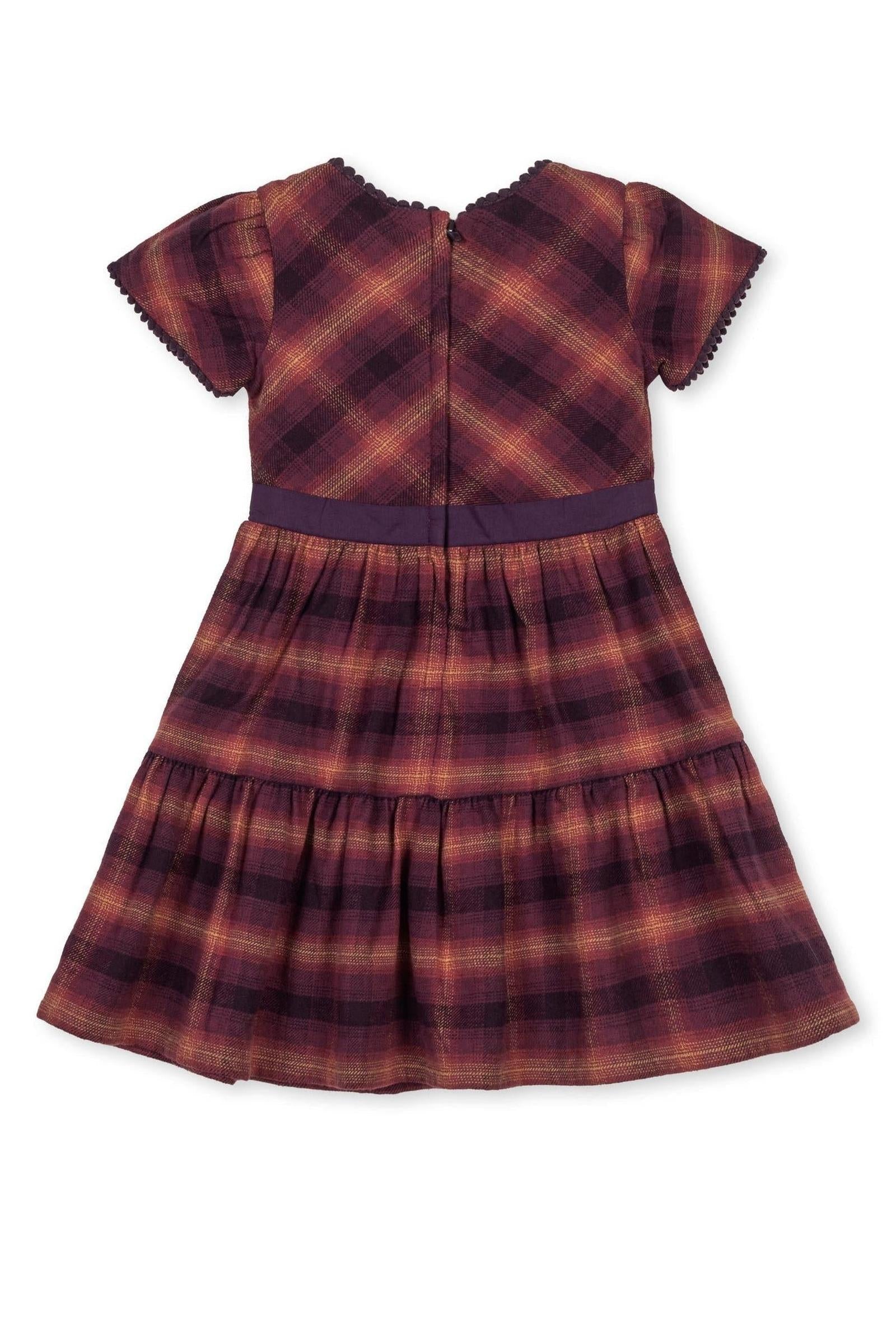 Organic Cotton Tiered Flannel Dress, Sugar Plum Plaid, Toddler & Kids