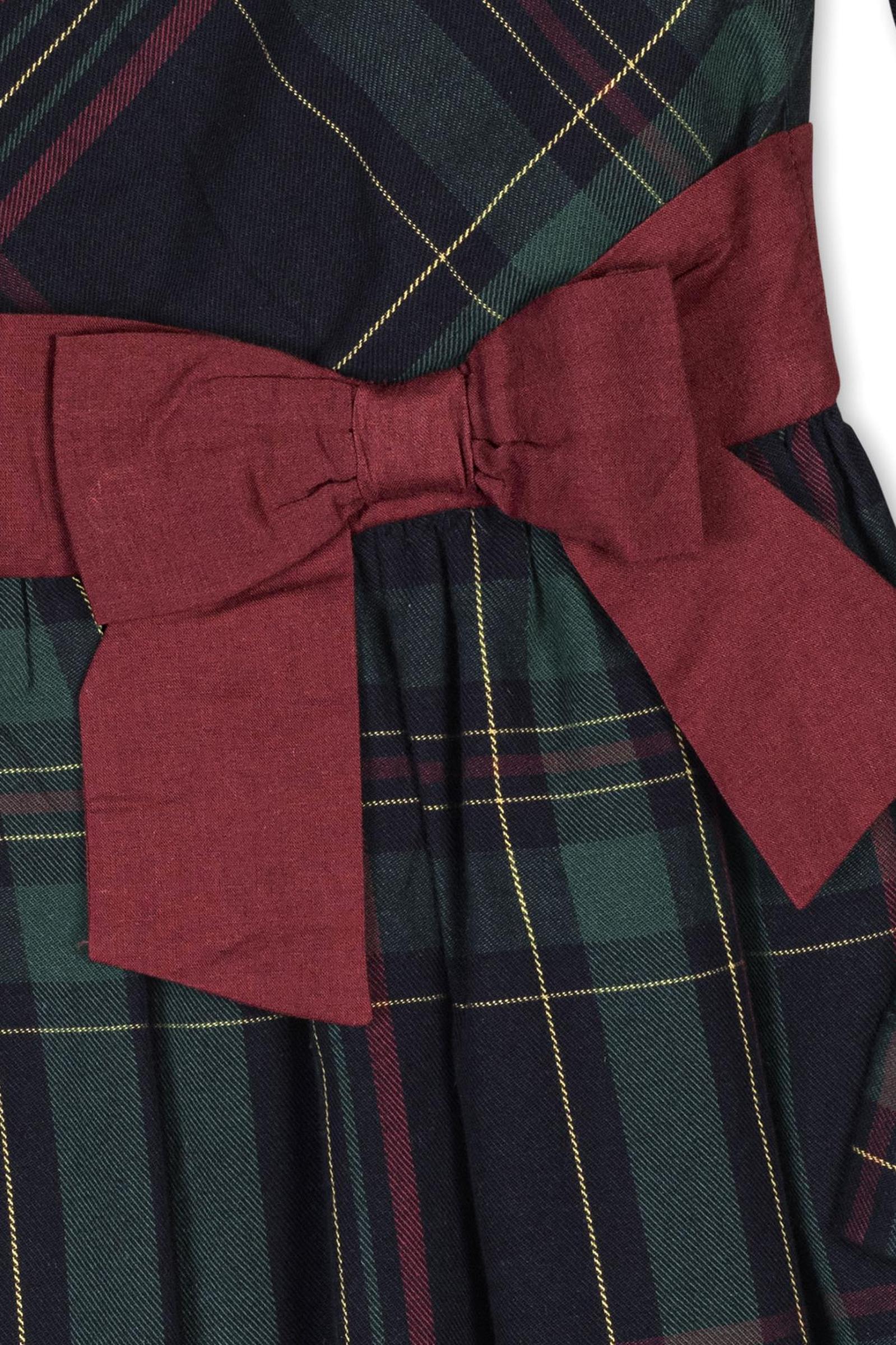 Organic Cotton Scottish Plaid Party Dress with Pleated Collar, Toddler & Kids, Family Matching Outfits