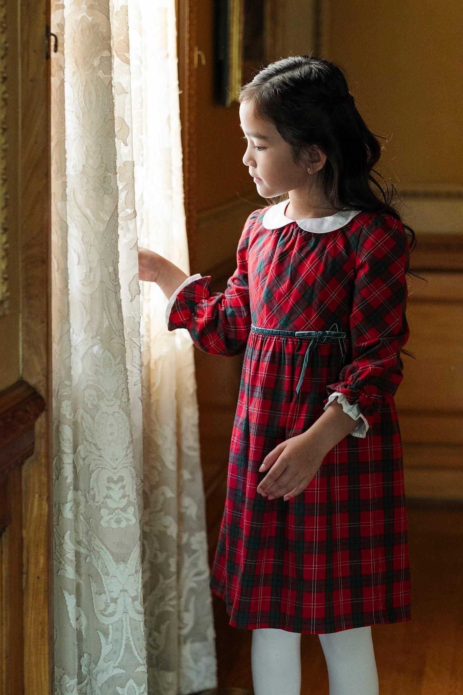 Organic Cotton London Plaid Dress with Peter Pan Collar, Toddler & Kids