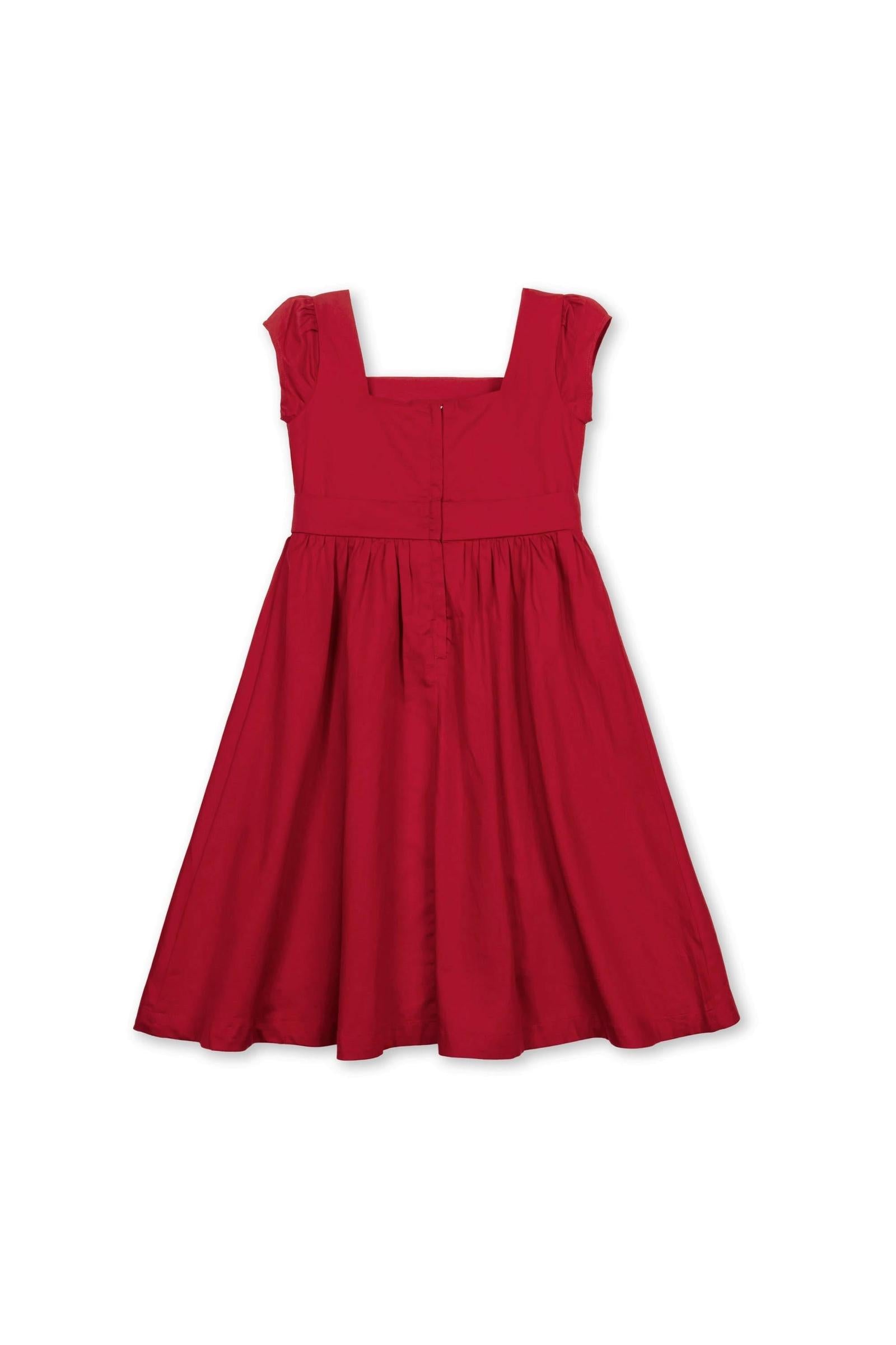 Organic Cotton High Low Sateen Dress for Girls, Red, Sizes 2T-12