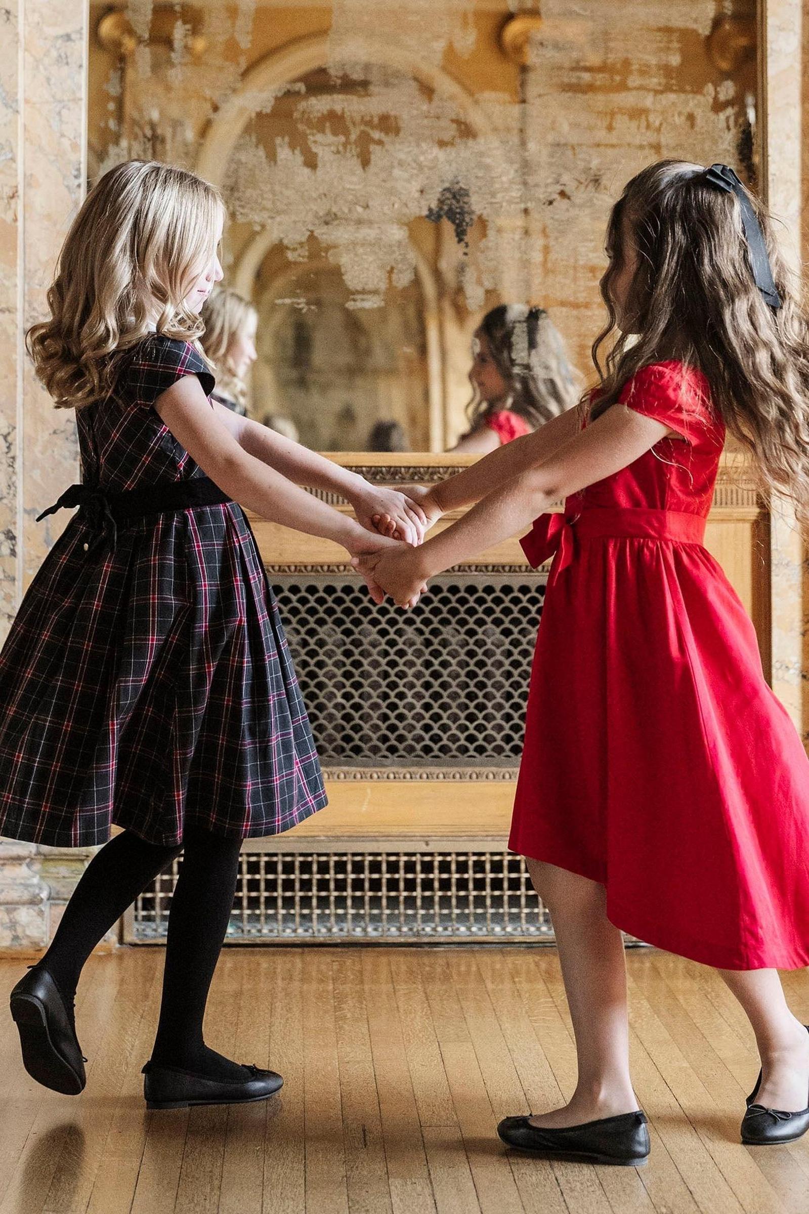 Organic Cotton High Low Sateen Dress for Girls, Red, Sizes 2T-12