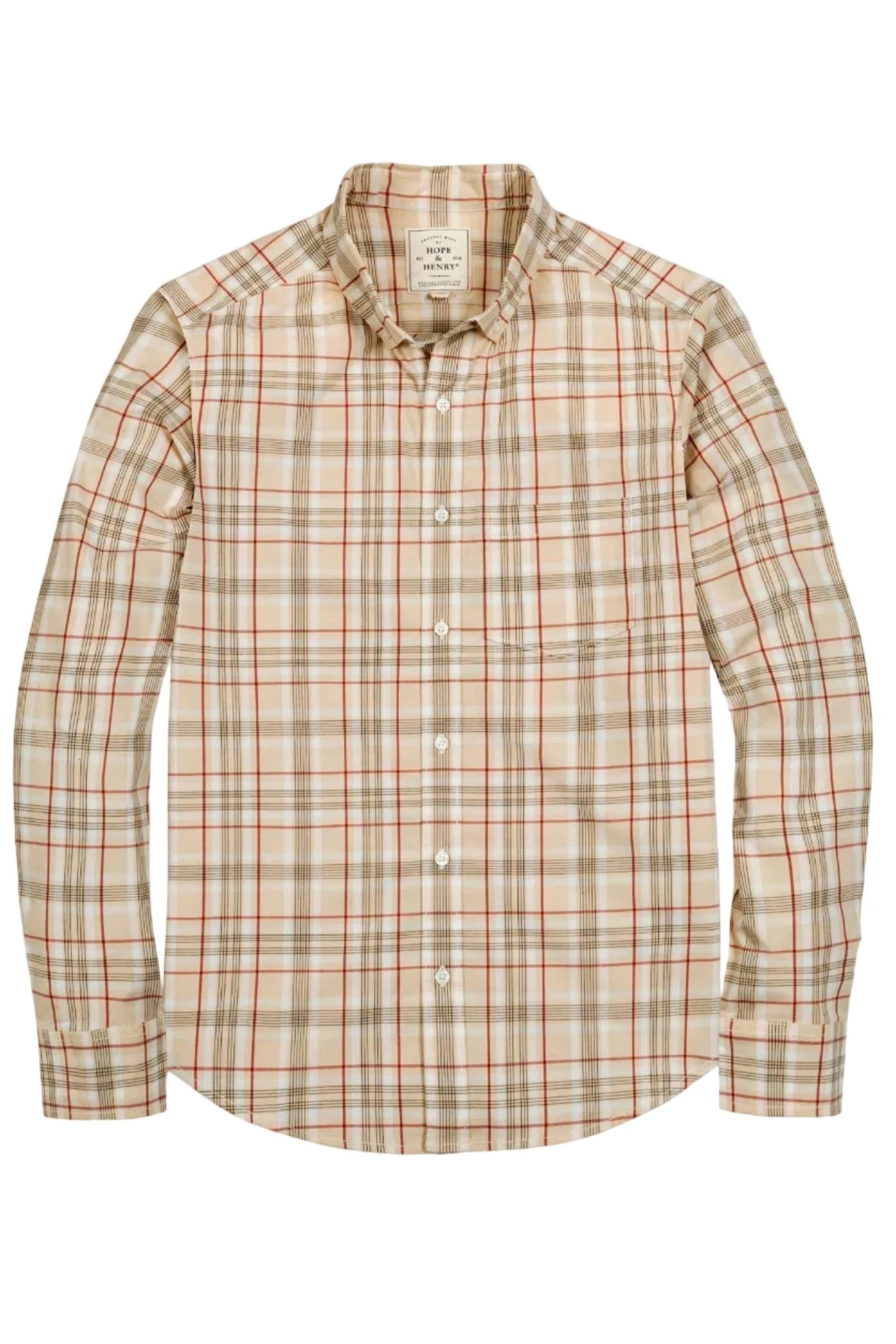 Organic Cotton Stretch Poplin Shirt, Fireside Plaid, Men, Family Matching Outfits