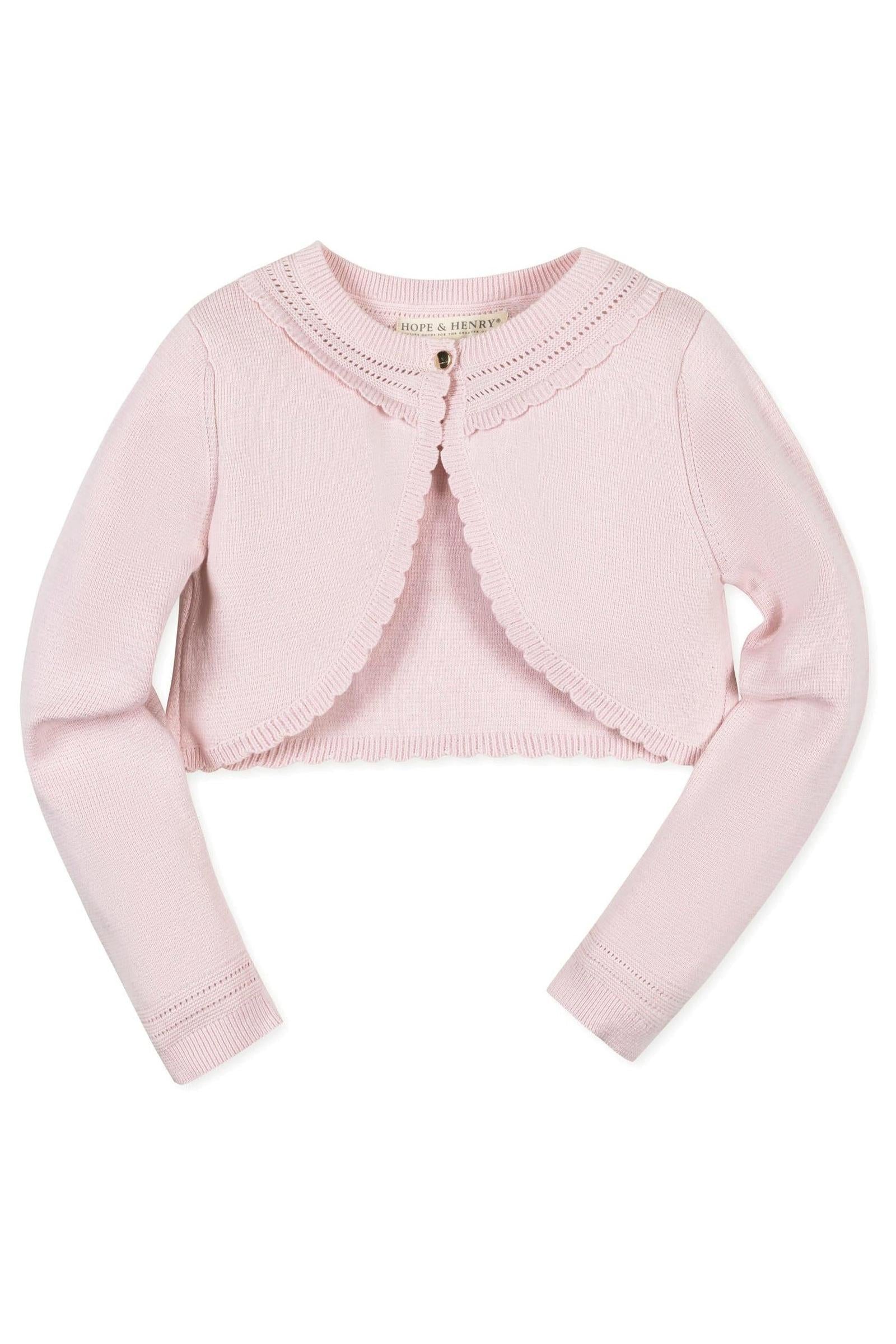 Organic Cotton Cropped Special Cardigan, Pink, Baby