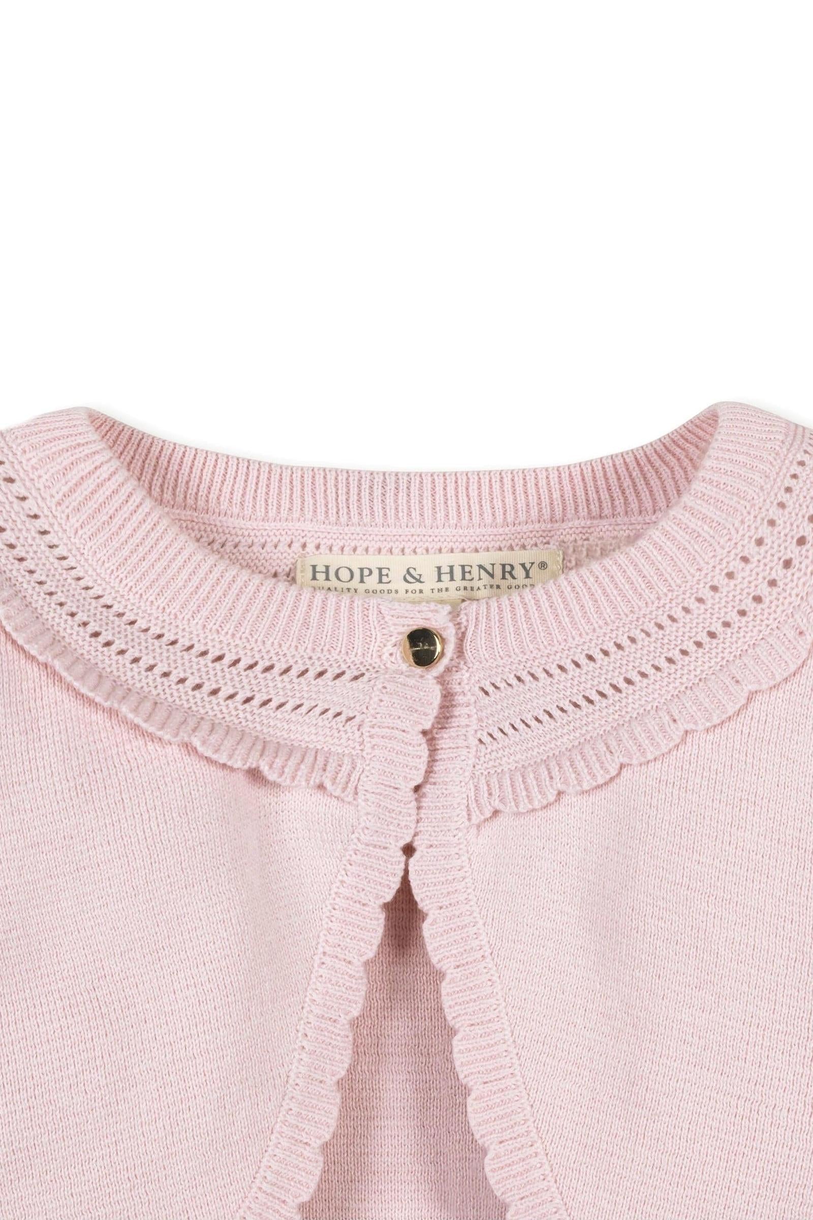 Organic Cotton Cropped Special Cardigan, Pink, Baby